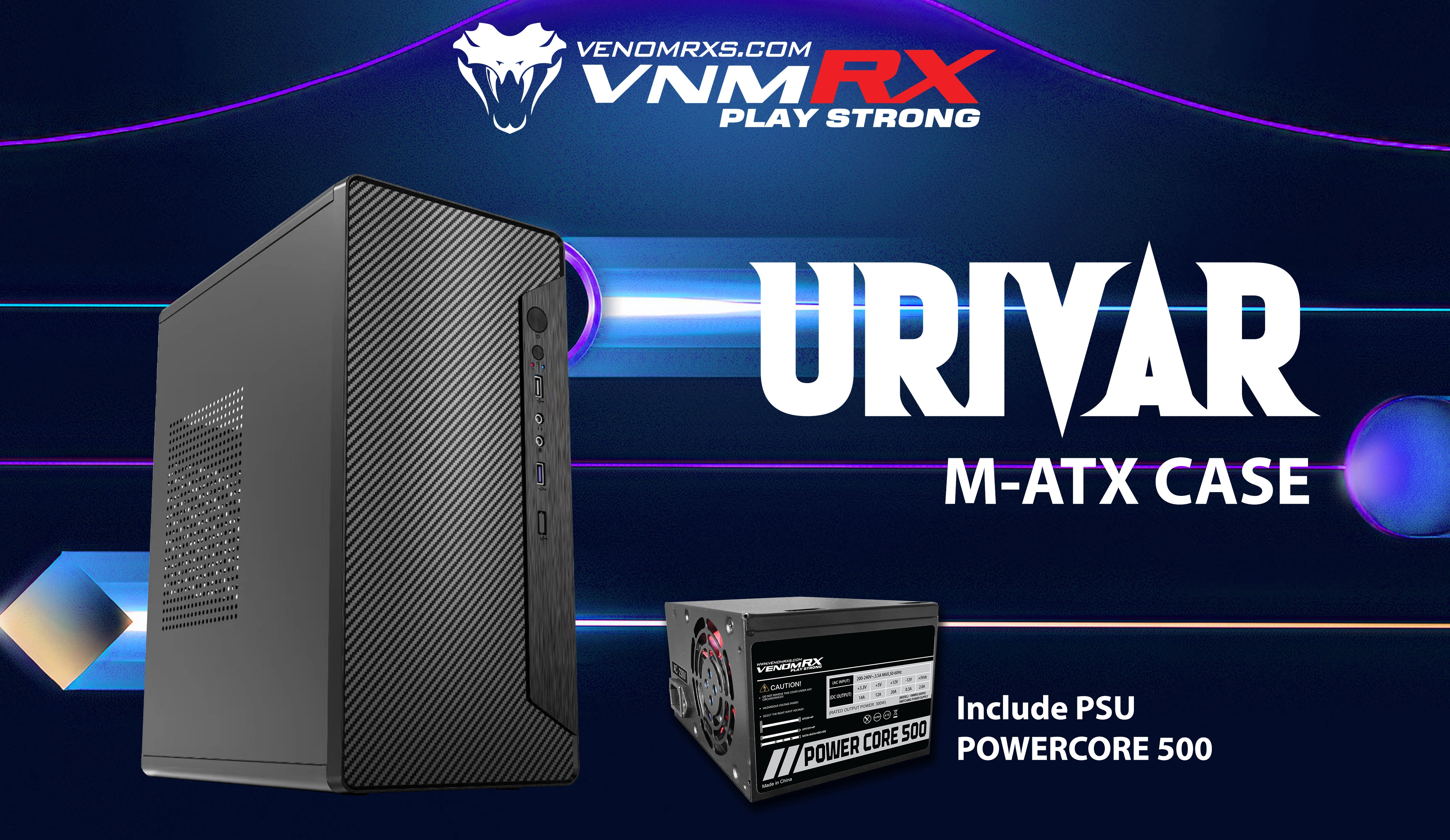 URIVAR M-ATX CASE INCLUDE PSU POWERCORE 500