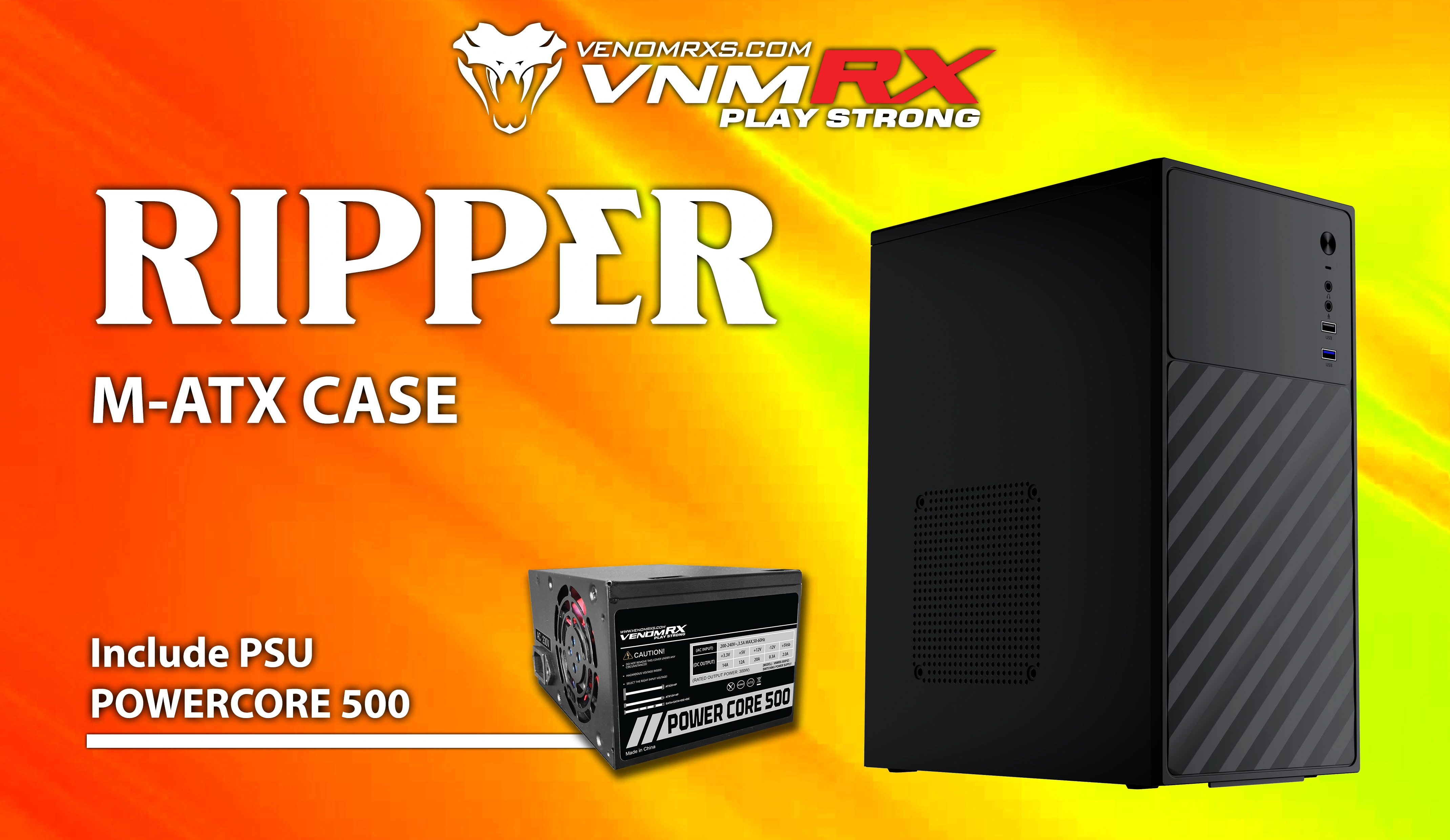 RIPPER M-ATX CASE INCLUDE PSU POWERCORE 500