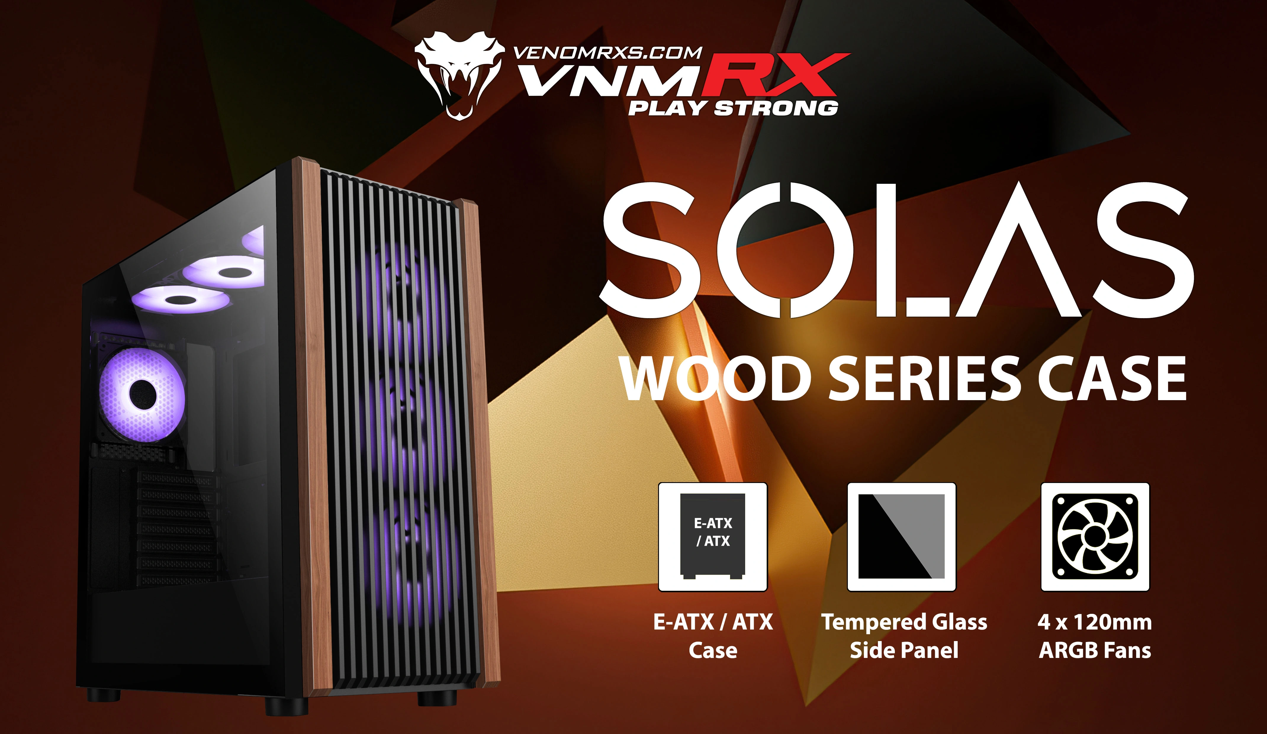 SOLAS ATX CASE INCLUDE 4FAN AUTO ARGB WOOD DESIGN FRONT PANEL