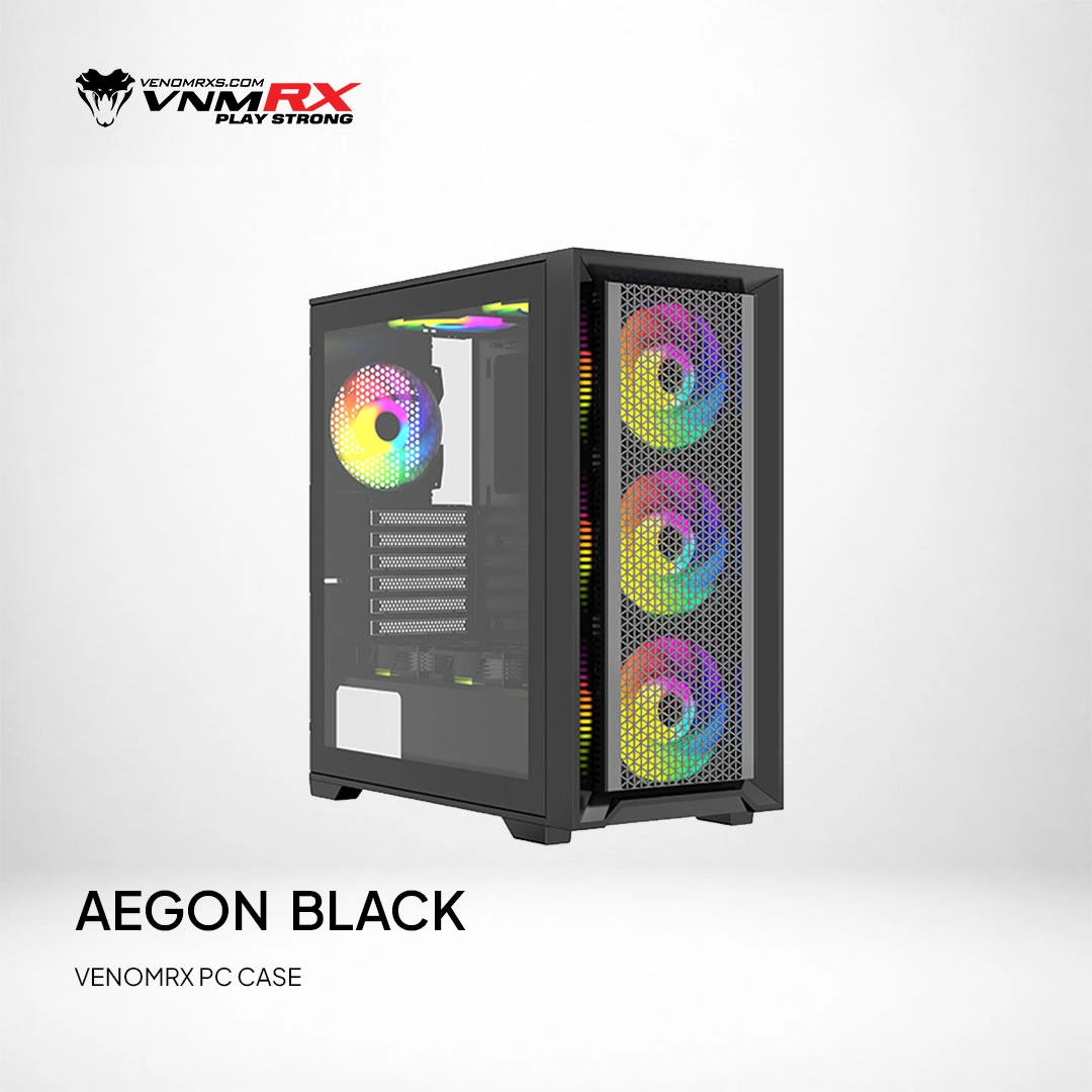 AEGON BLACK ATX CASE INCLUDE 4 FAN ARGB