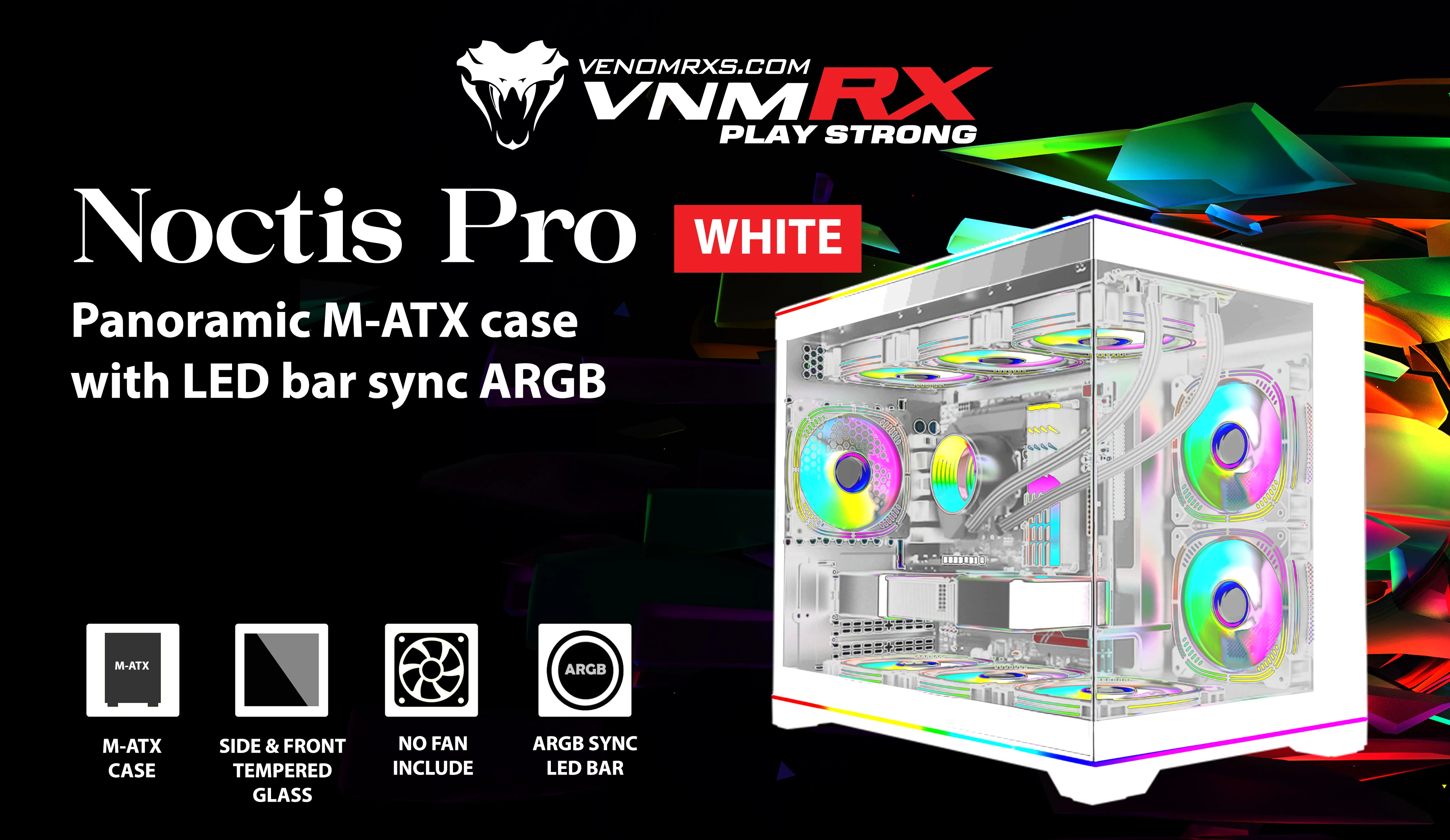 NOCTIS PRO WHITE M-ATX CASE TWIN ARGB LED BAR