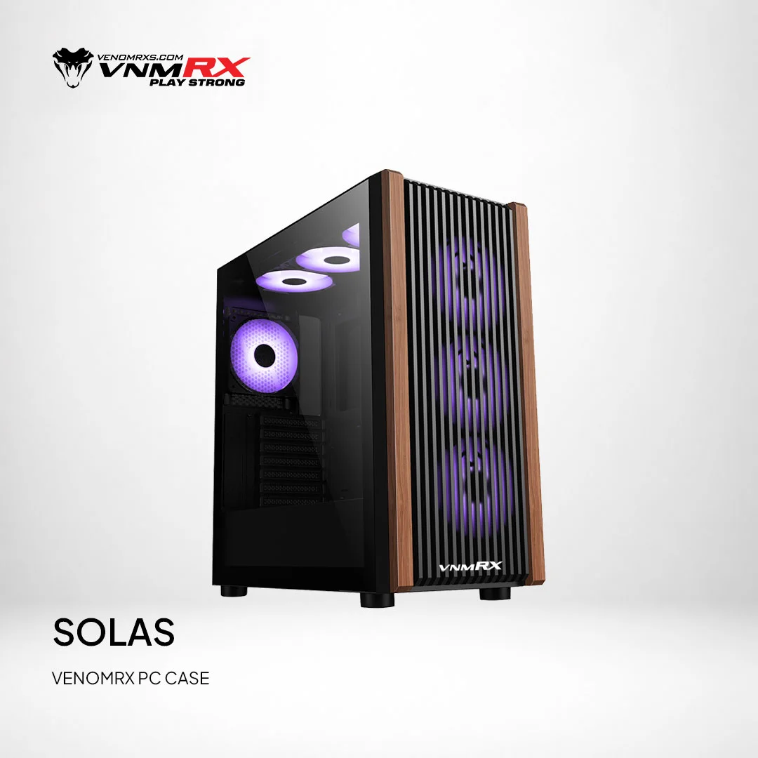 SOLAS ATX CASE INCLUDE 4FAN AUTO ARGB WOOD DESIGN FRONT PANEL