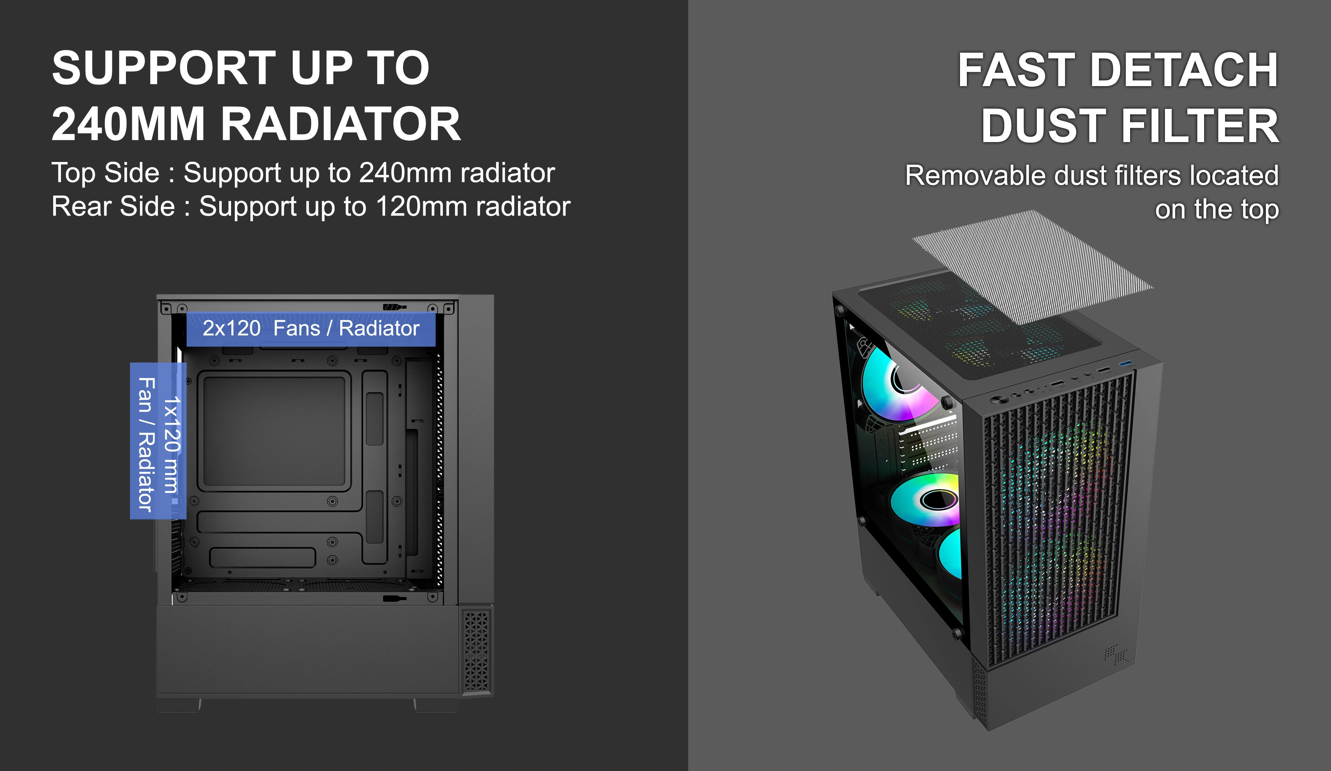FROST M-ATX CASE INCLUDE 2 FAN ARGB