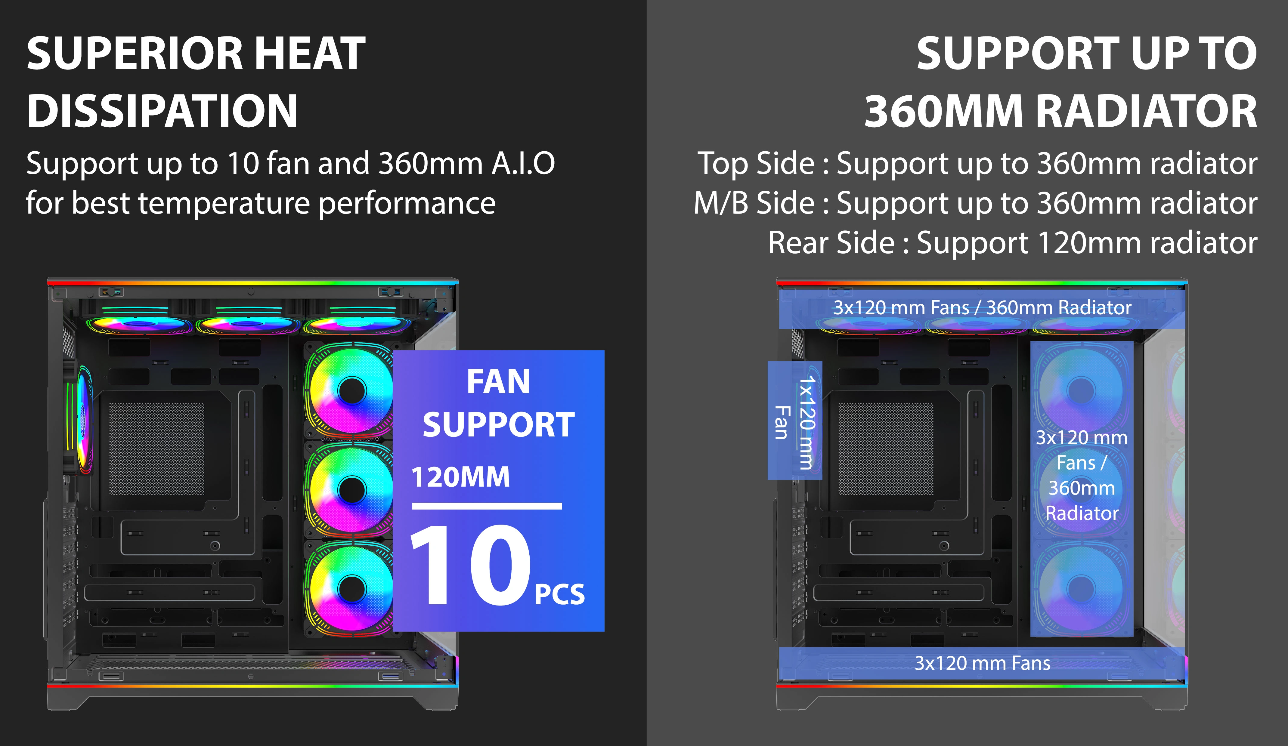 NOCTIS MAX BLACK ATX CASE TWIN ARGB LED BAR
