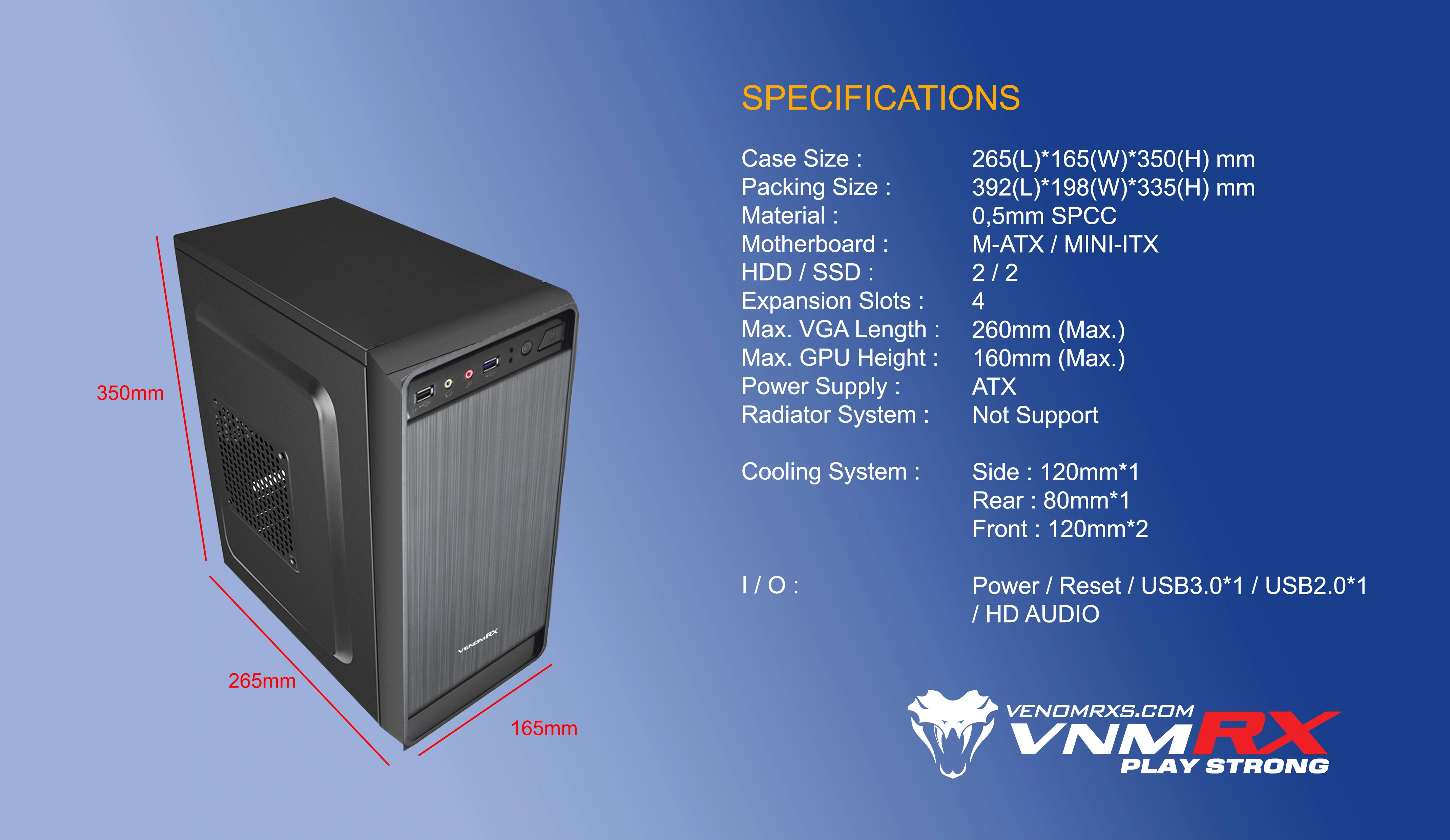 ASTAROTH M-ATX CASE INCLUDE PSU POWERCORE 500