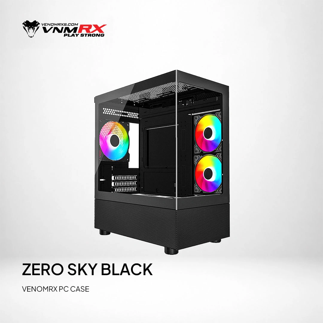 ZERO SKY BLACK M-ATX CASE INCLUDE 3 FAN ARGB