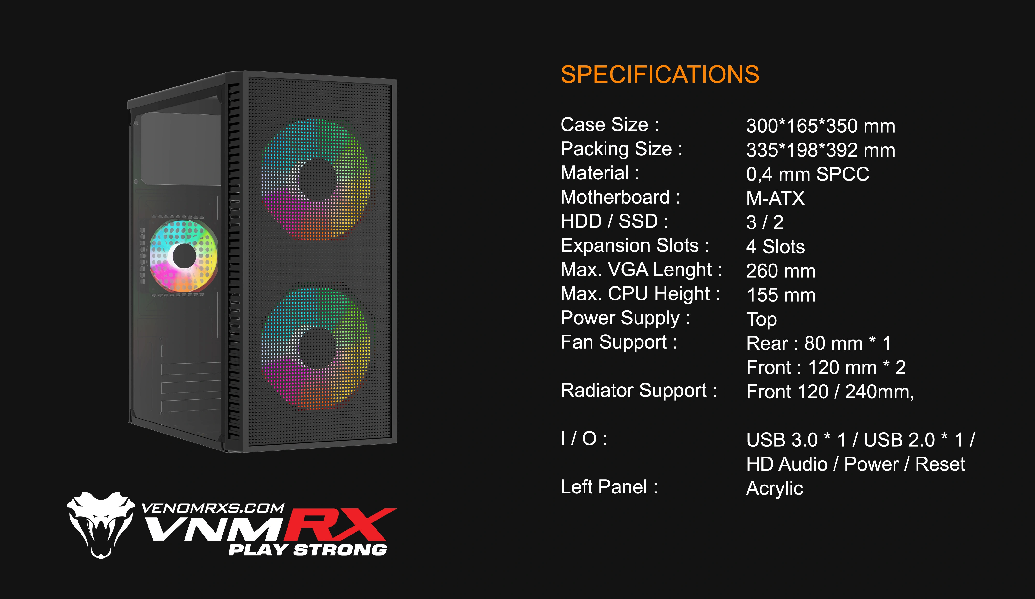 AVALON M-ATX CASE INCLUDE 2 FAN FIXED RGB