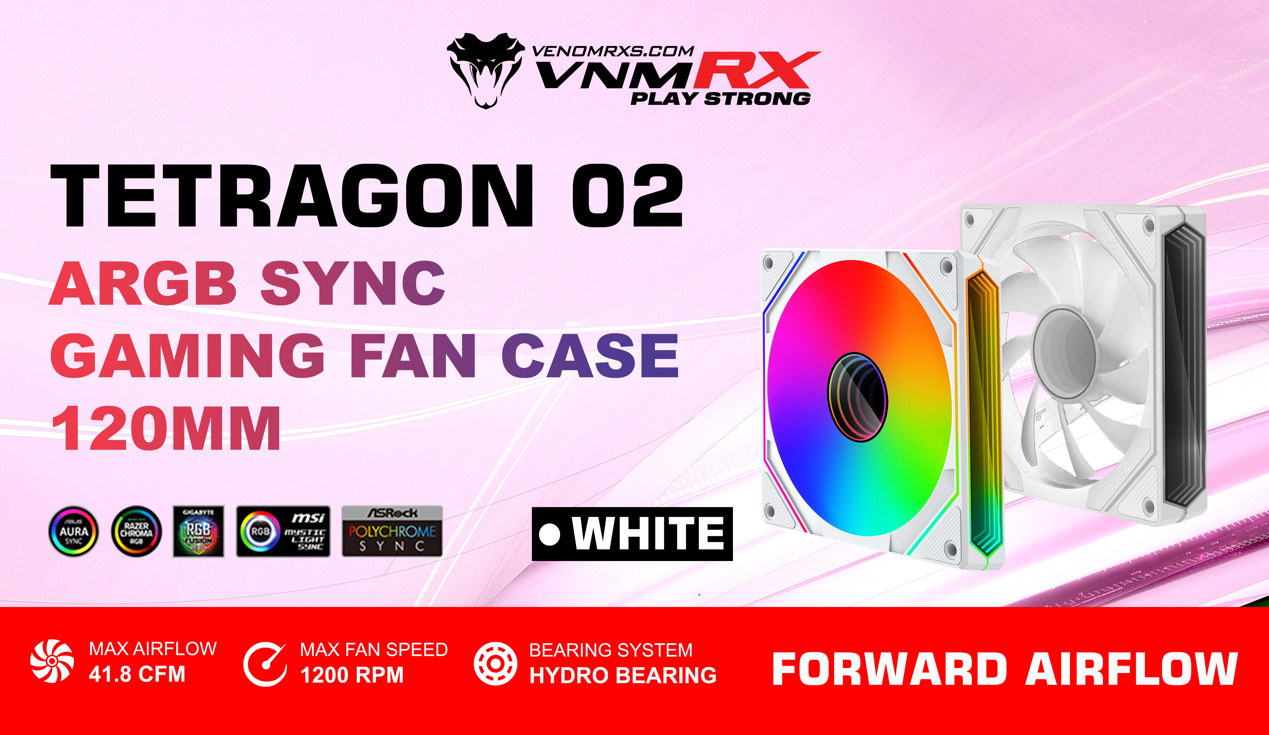 TETRAGON 02 ARGB FORWARD AIRFLOW FAN CASE WHITE