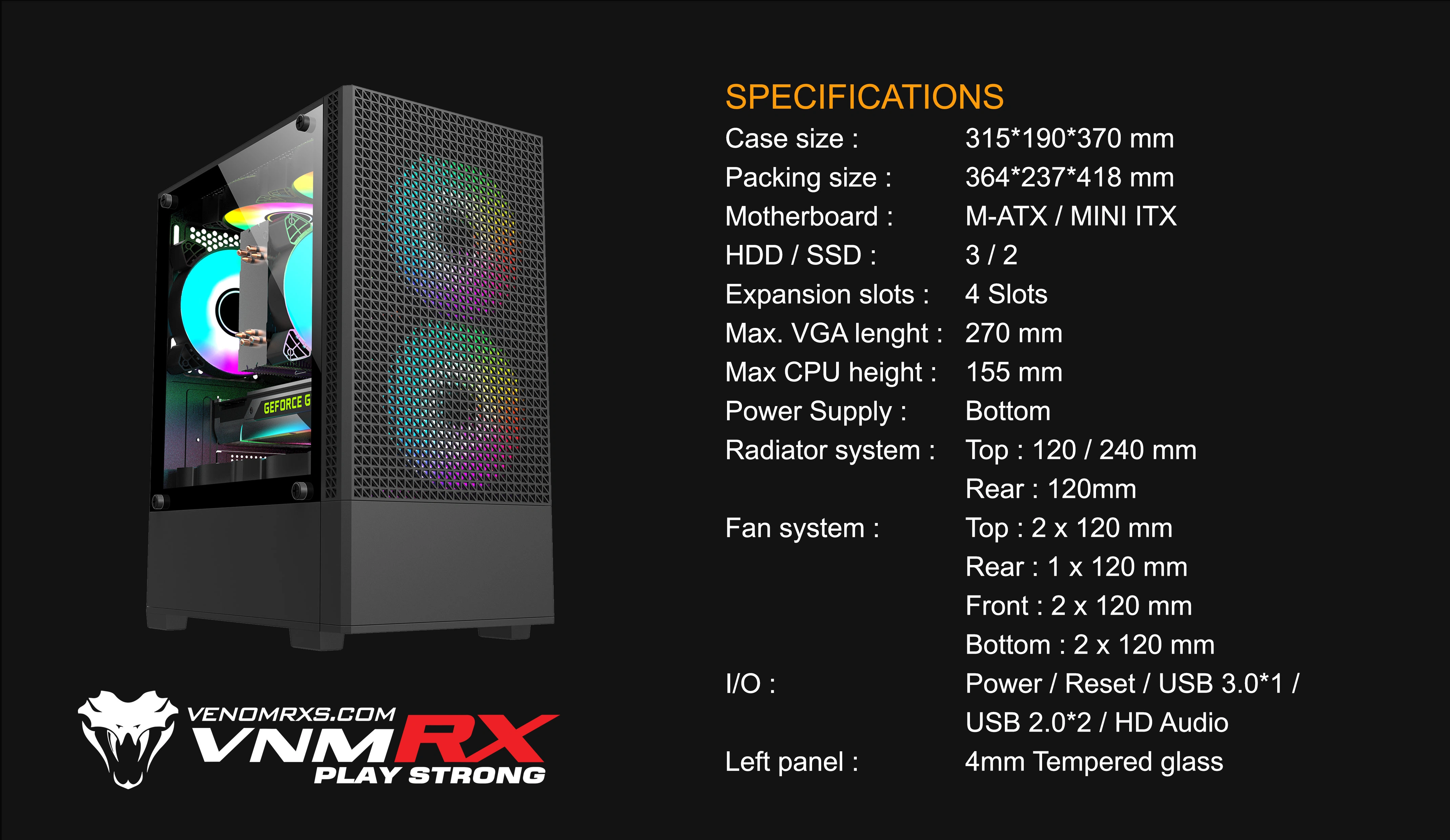 HELIX M-ATX CASE INCLUDE 2 FAN ARGB