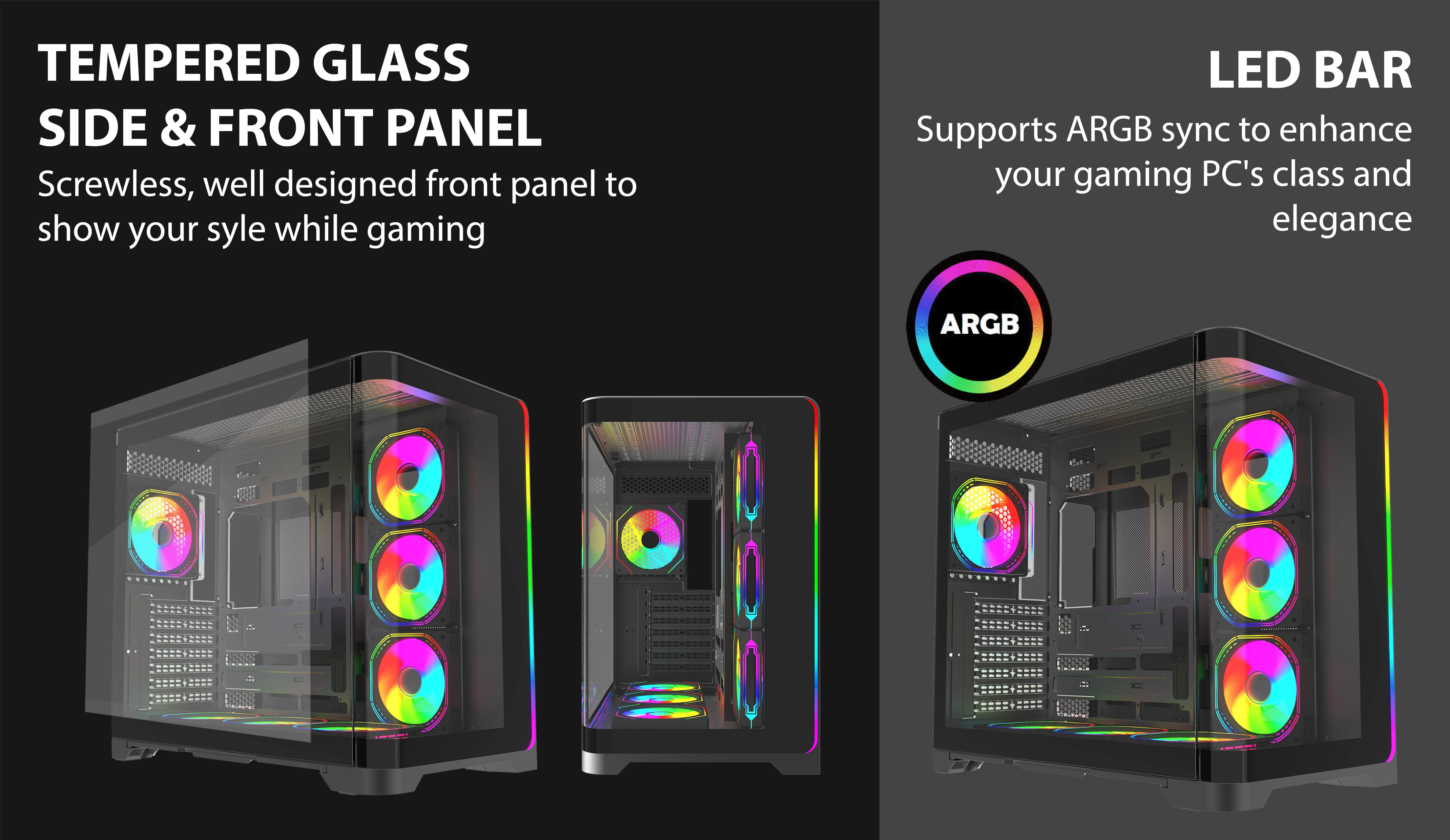 ASTRAL MAX BLACK ATX CASE ARGB LED BAR