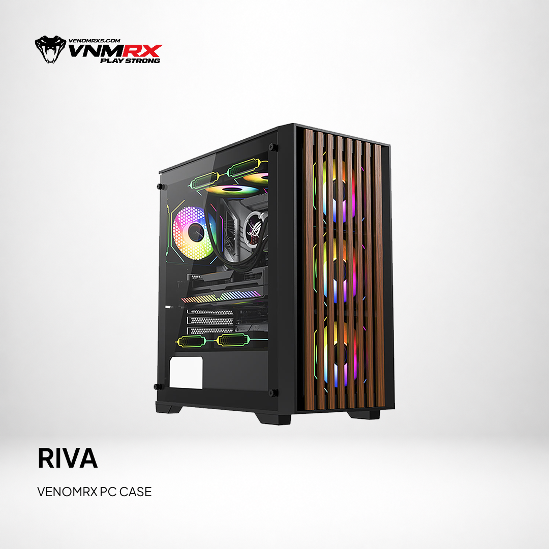 RIVA ATX CASE INCLUDE 4FAN AUTO ARGB WOOD DESIGN FRONT PANEL
