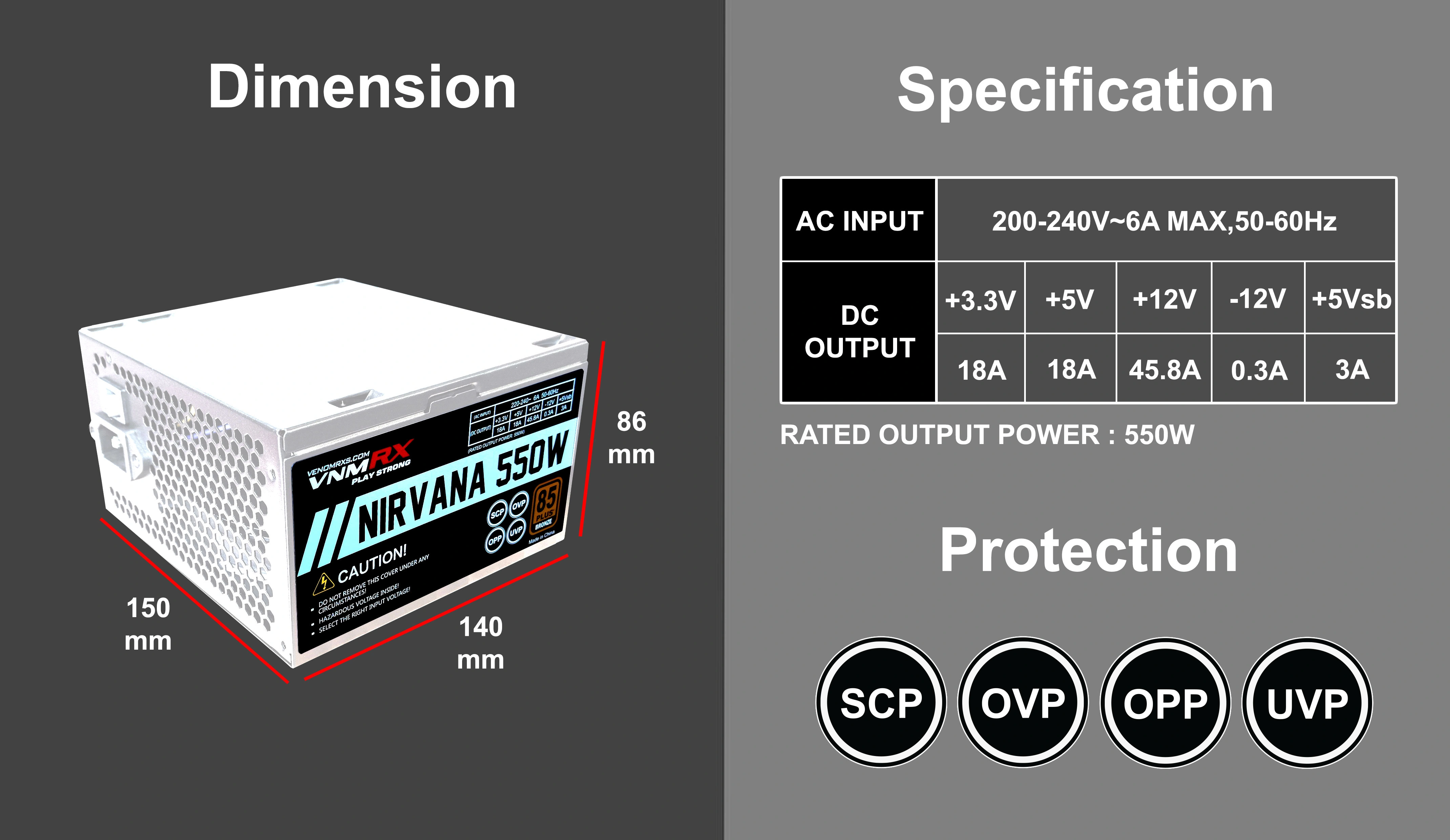 NIRVANA 550W WHITE 85+ BRONZE
