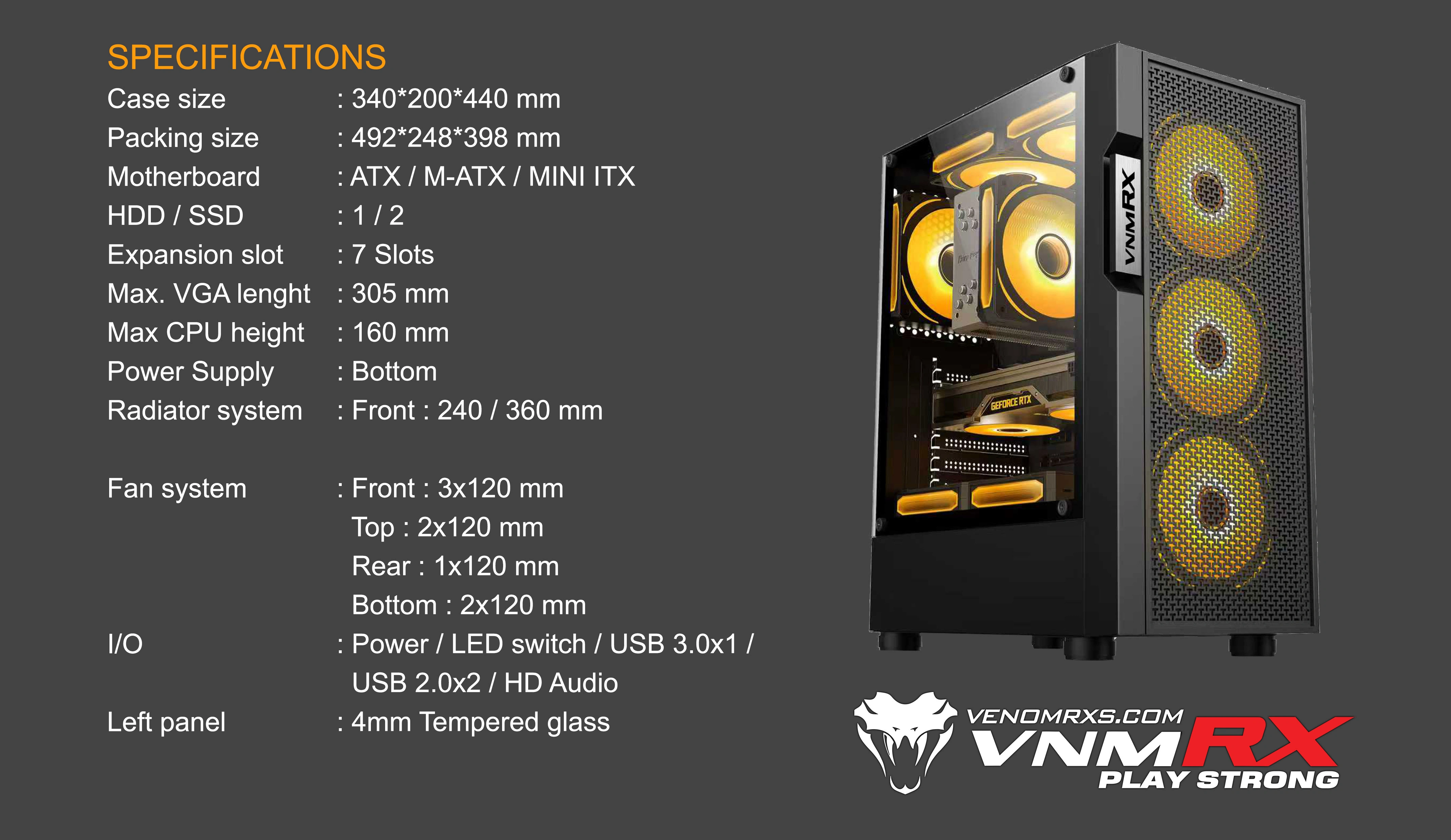 ARUNA ATX CASE INCLUDE 4 FAN ARGB