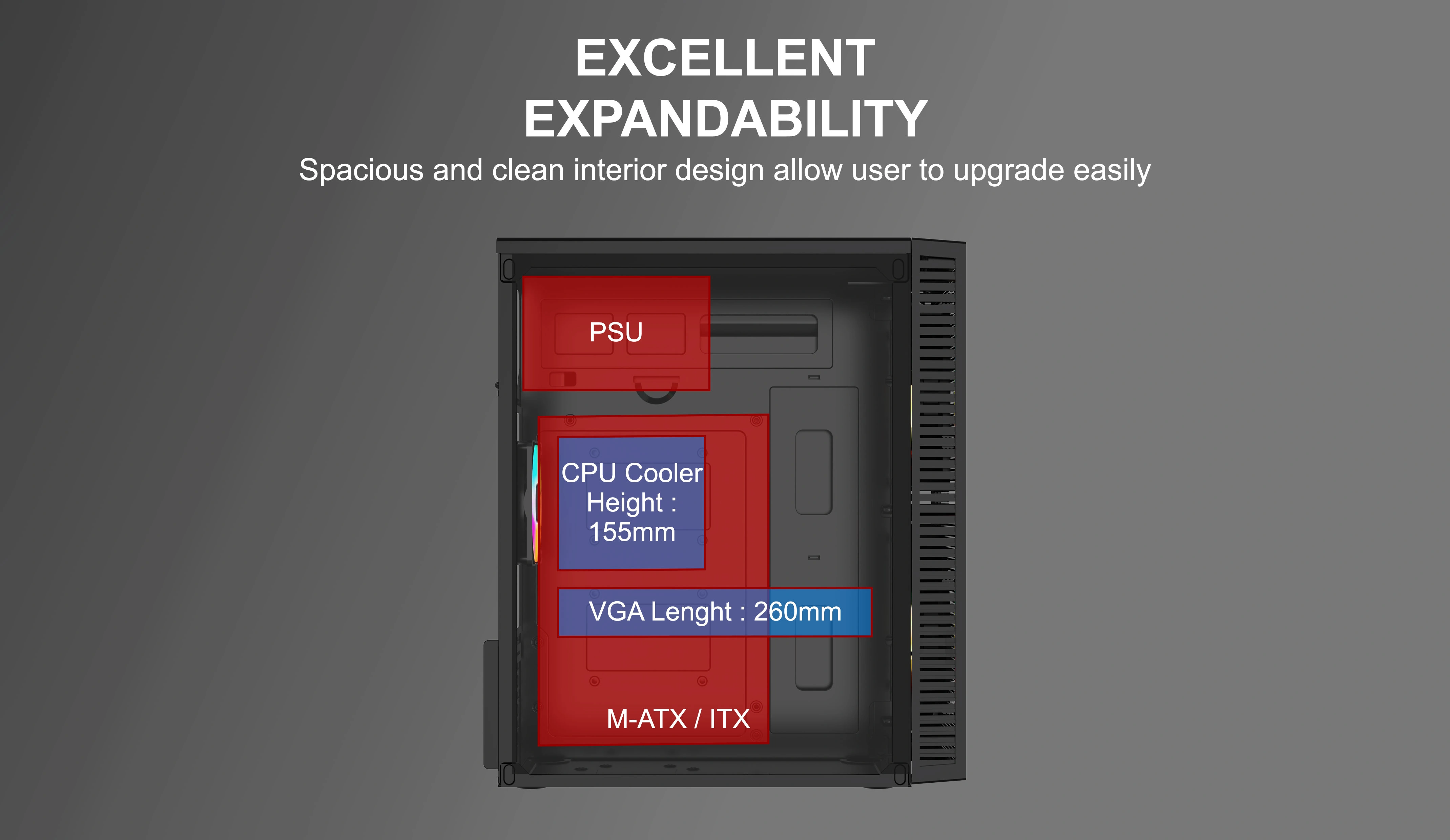 EVO M-ATX CASE INCLUDE 2 FAN FIXED RGB