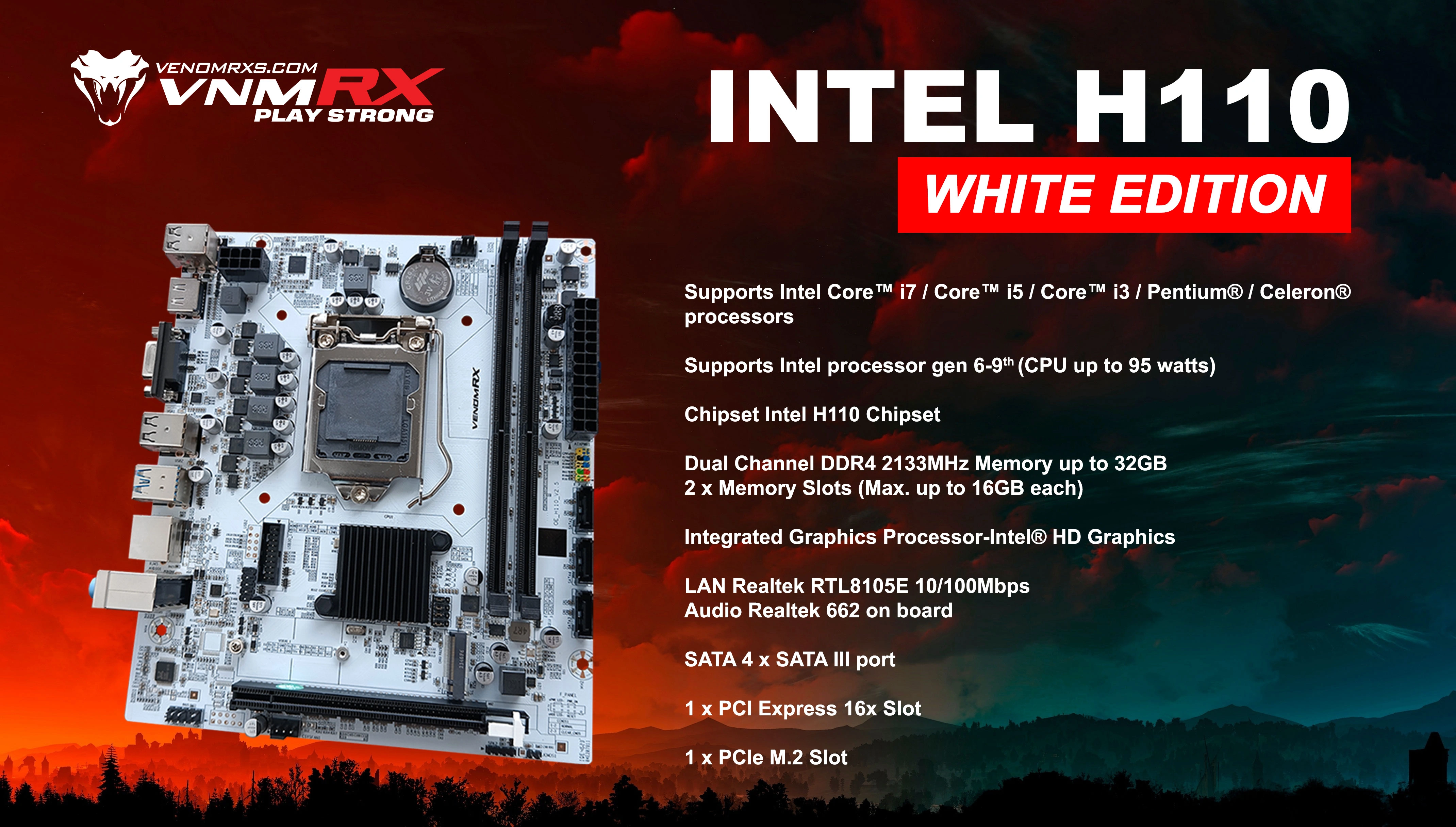 MOTHERBOARD INTEL H110 DDR4 WHITE