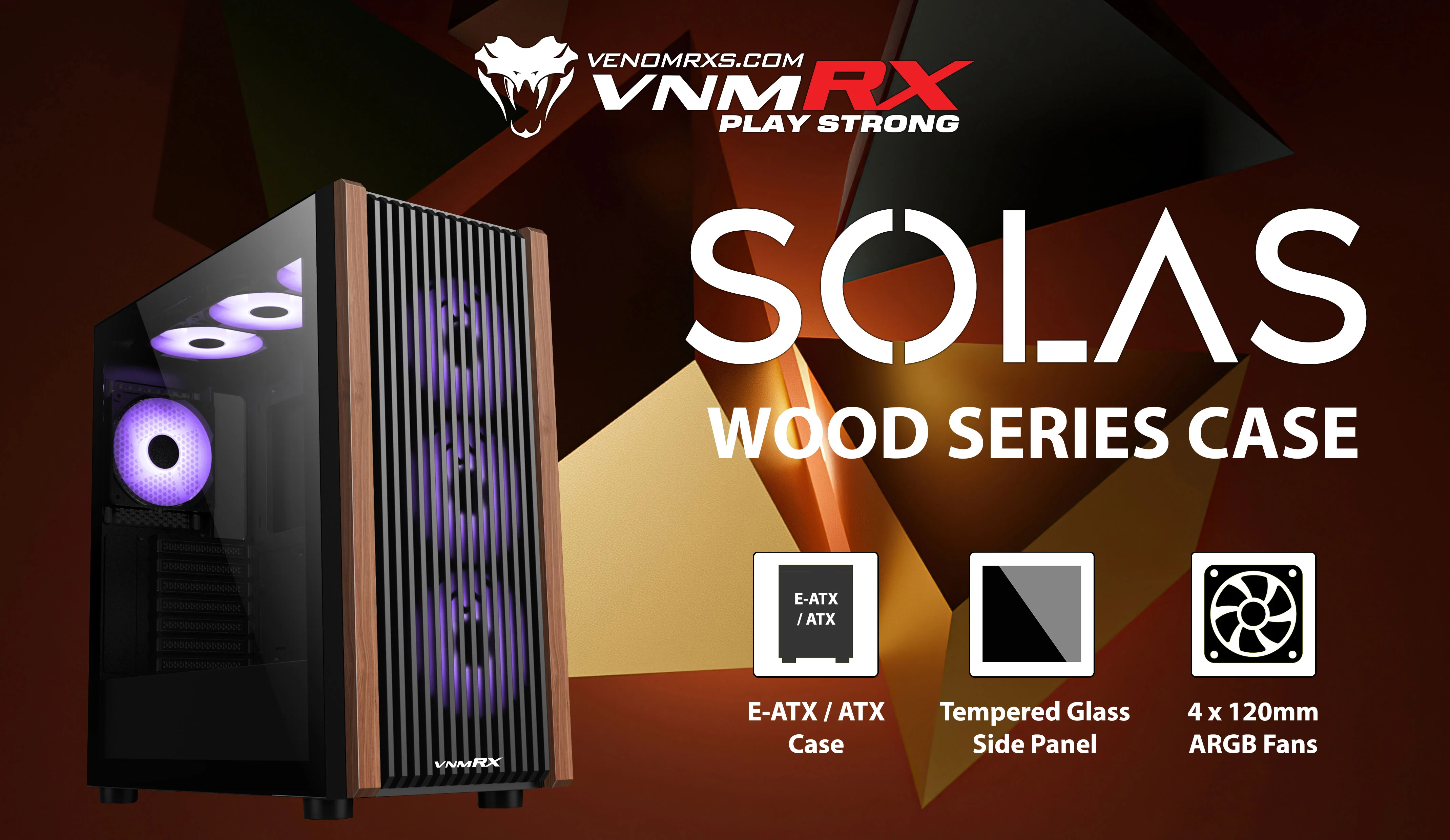 SOLAS ATX CASE INCLUDE 4FAN AUTO ARGB WOOD DESIGN FRONT PANEL