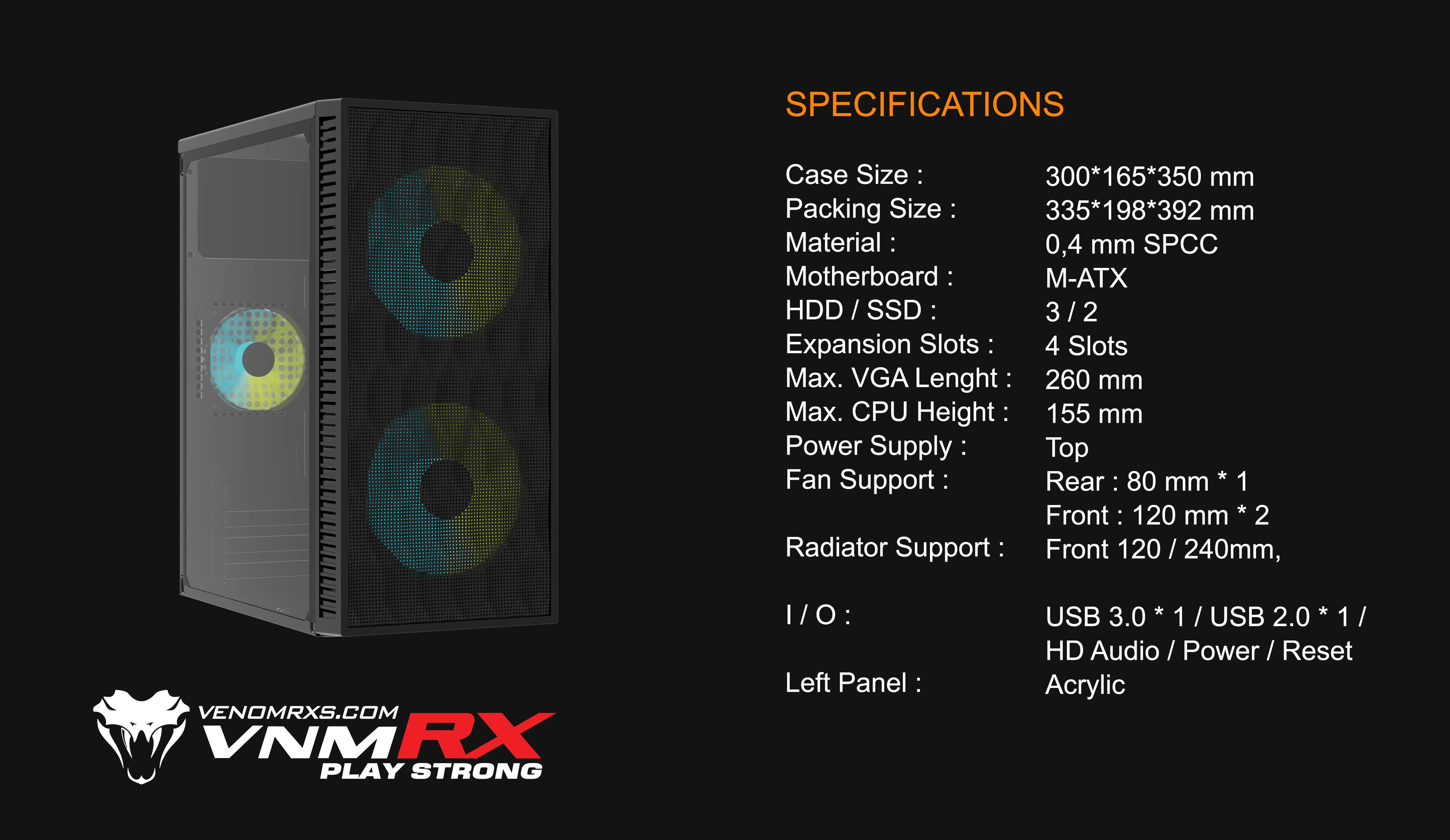 EVO M-ATX CASE INCLUDE 2 FAN FIXED RGB