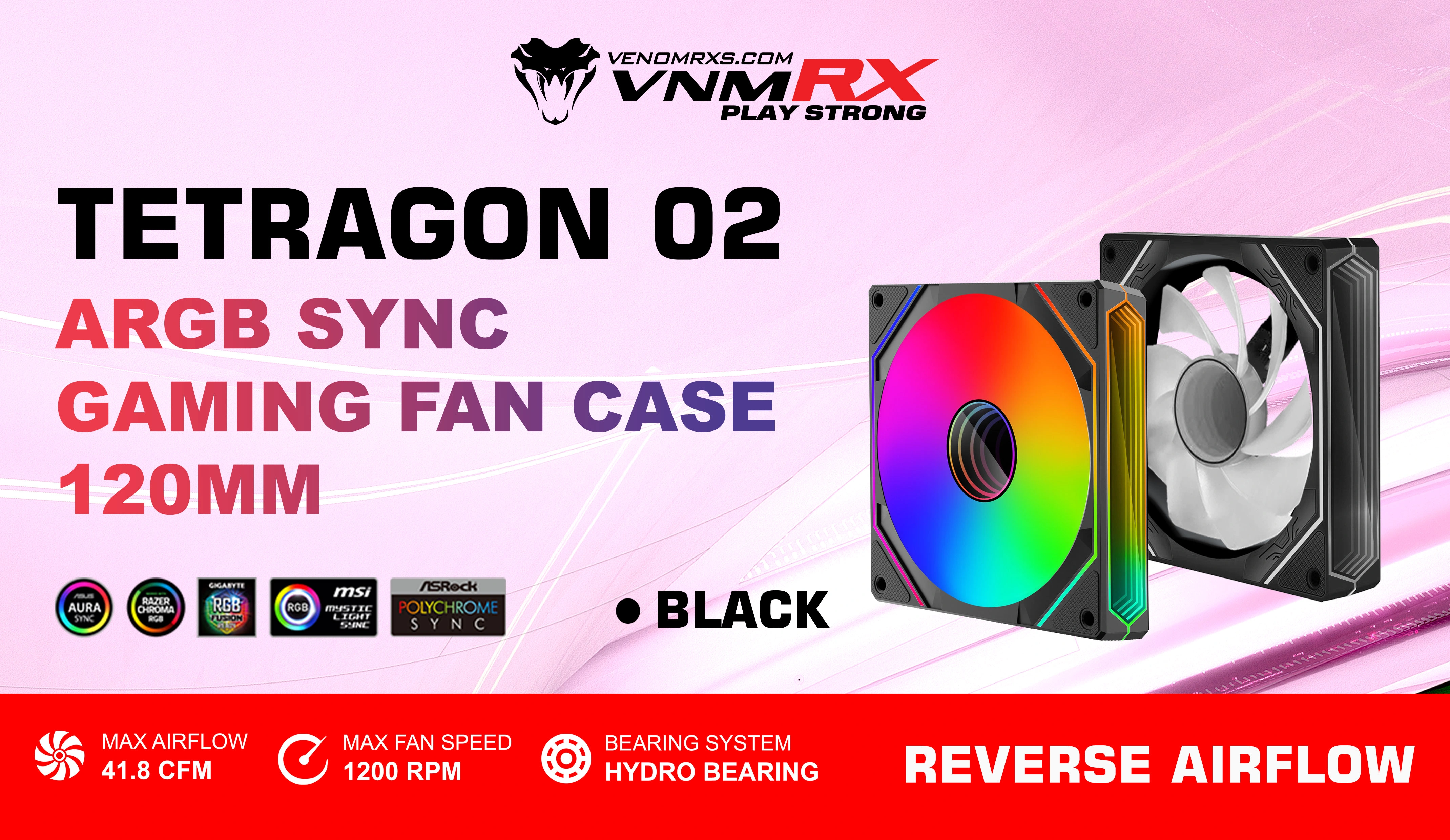 TETRAGON 02 ARGB REVERSE AIRFLOW FAN CASE BLACK