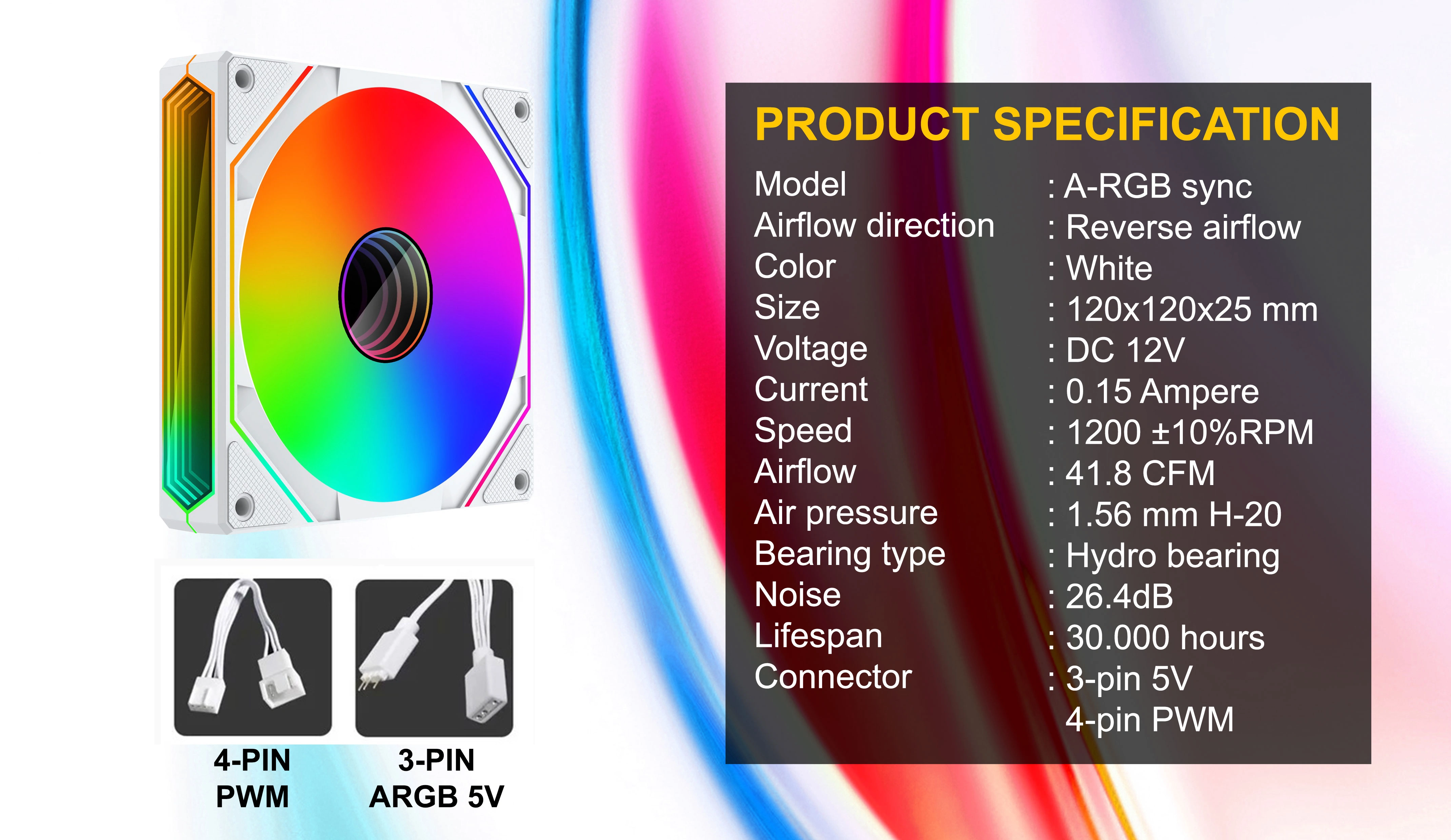 TETRAGON 02 ARGB REVERSE AIRFLOW FAN CASE WHITE