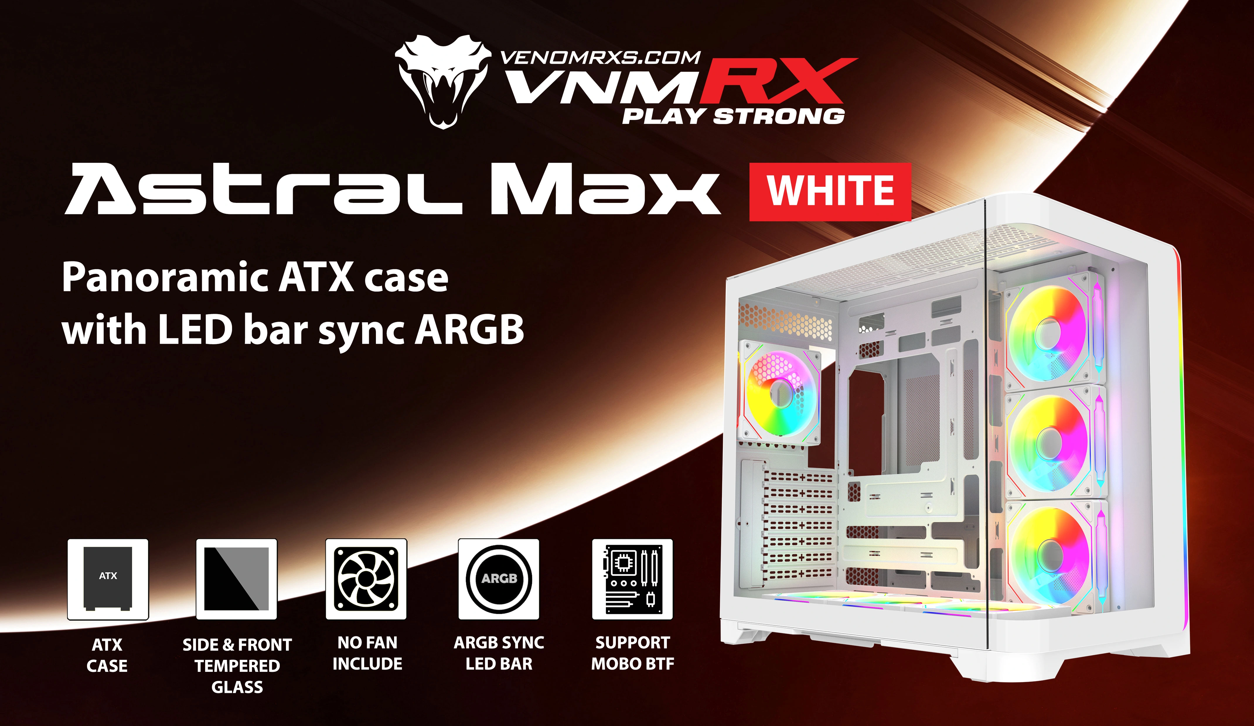 ASTRAL MAX WHITE ATX CASE ARGB LED BAR