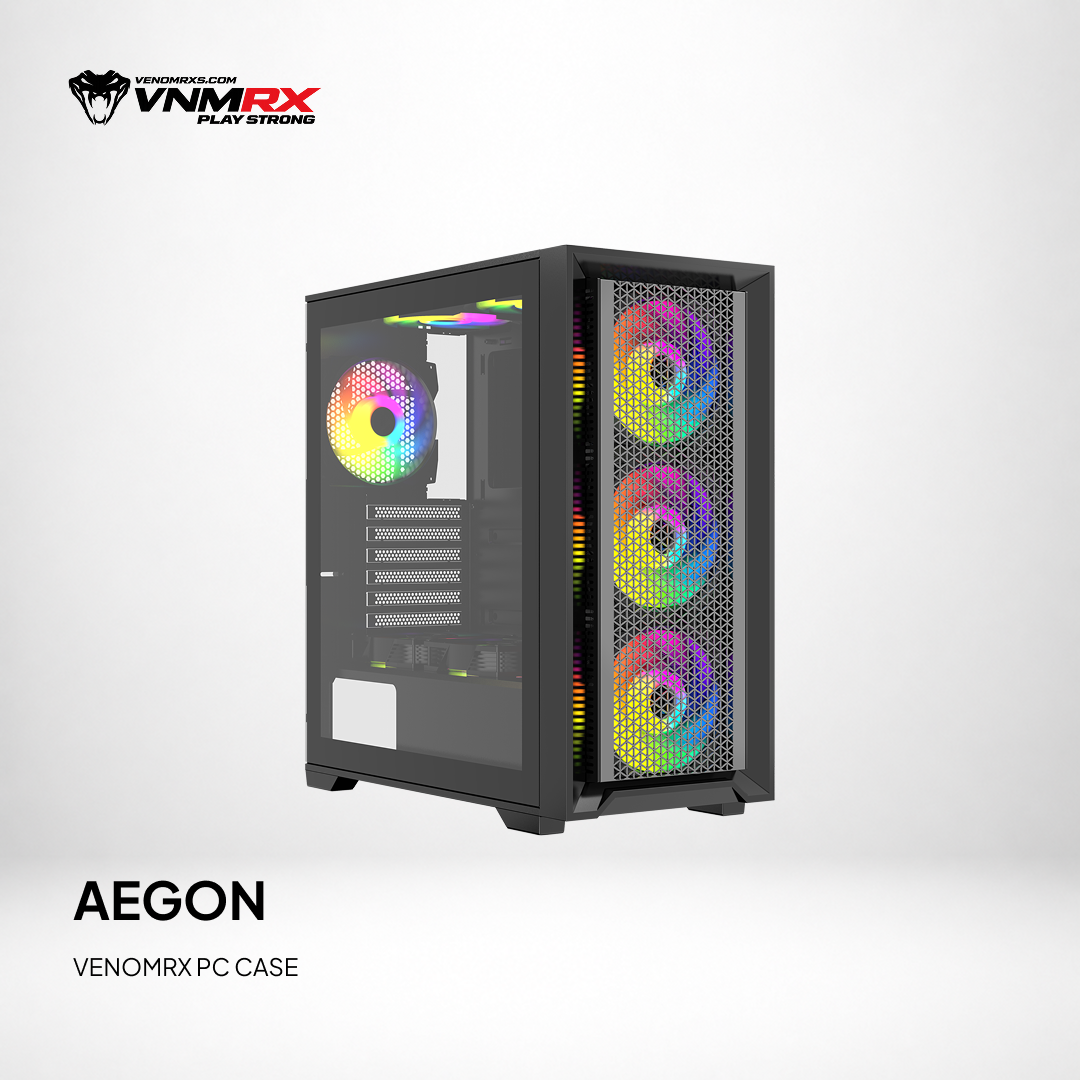 AEGON BLACK ATX CASE INCLUDE 4 FAN ARGB