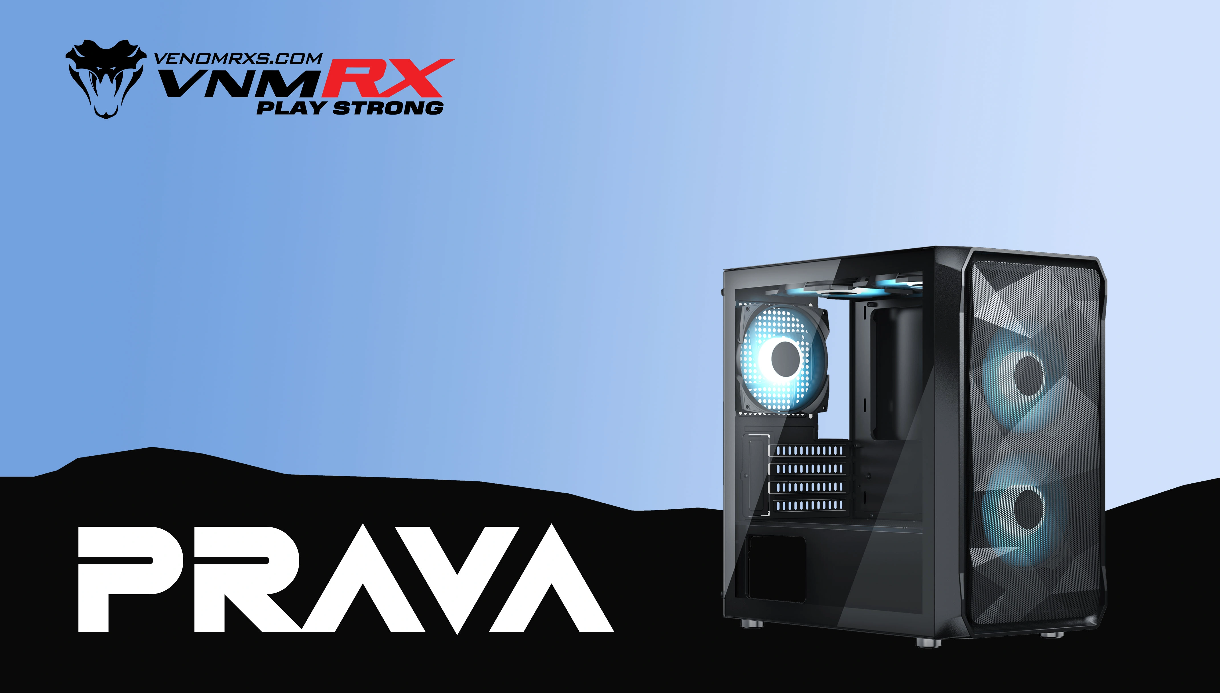 PRAVA BLACK M-ATX CASE INCLUDE 2 FAN ARGB
