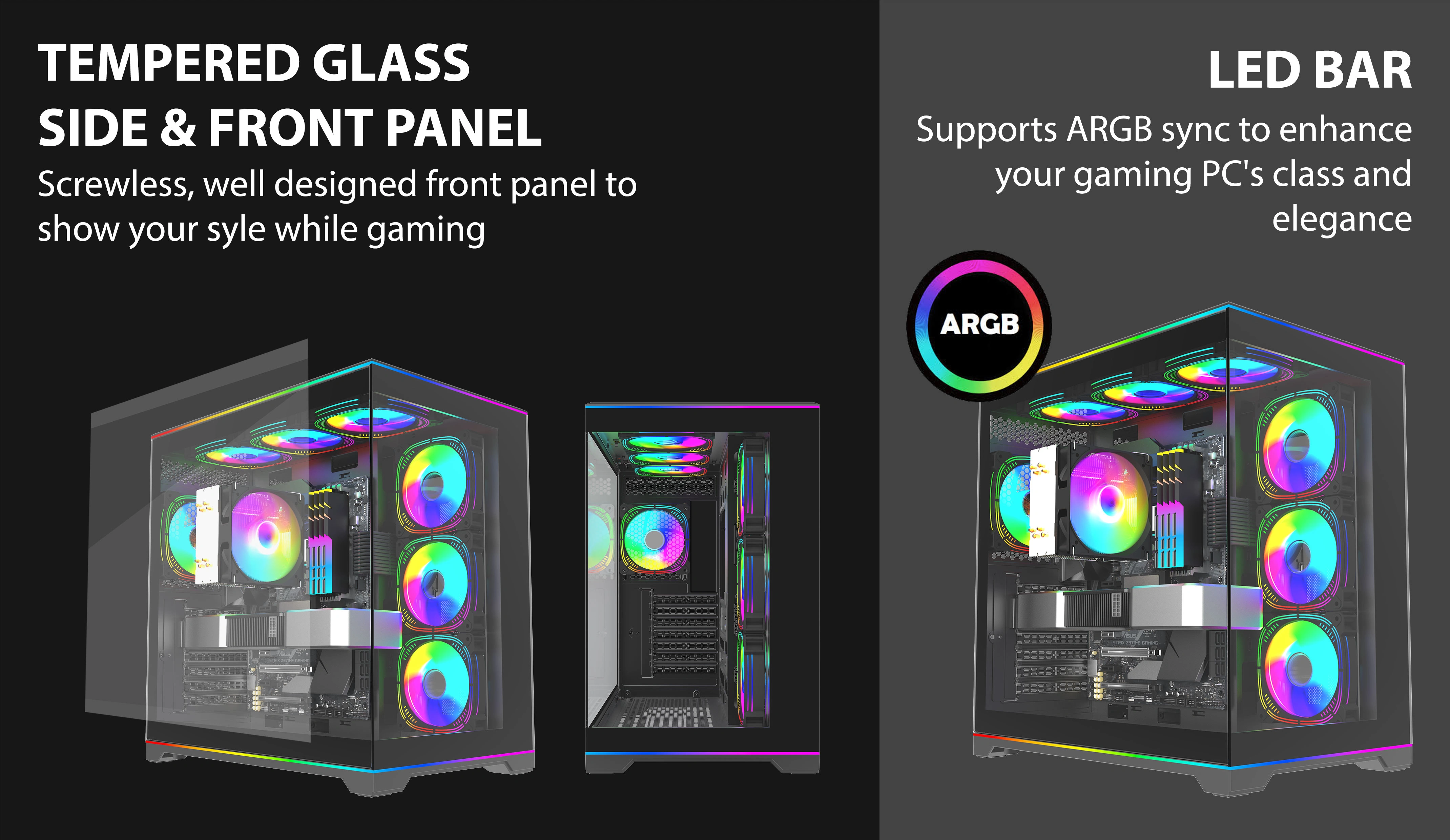 NOCTIS MAX BLACK ATX CASE TWIN ARGB LED BAR