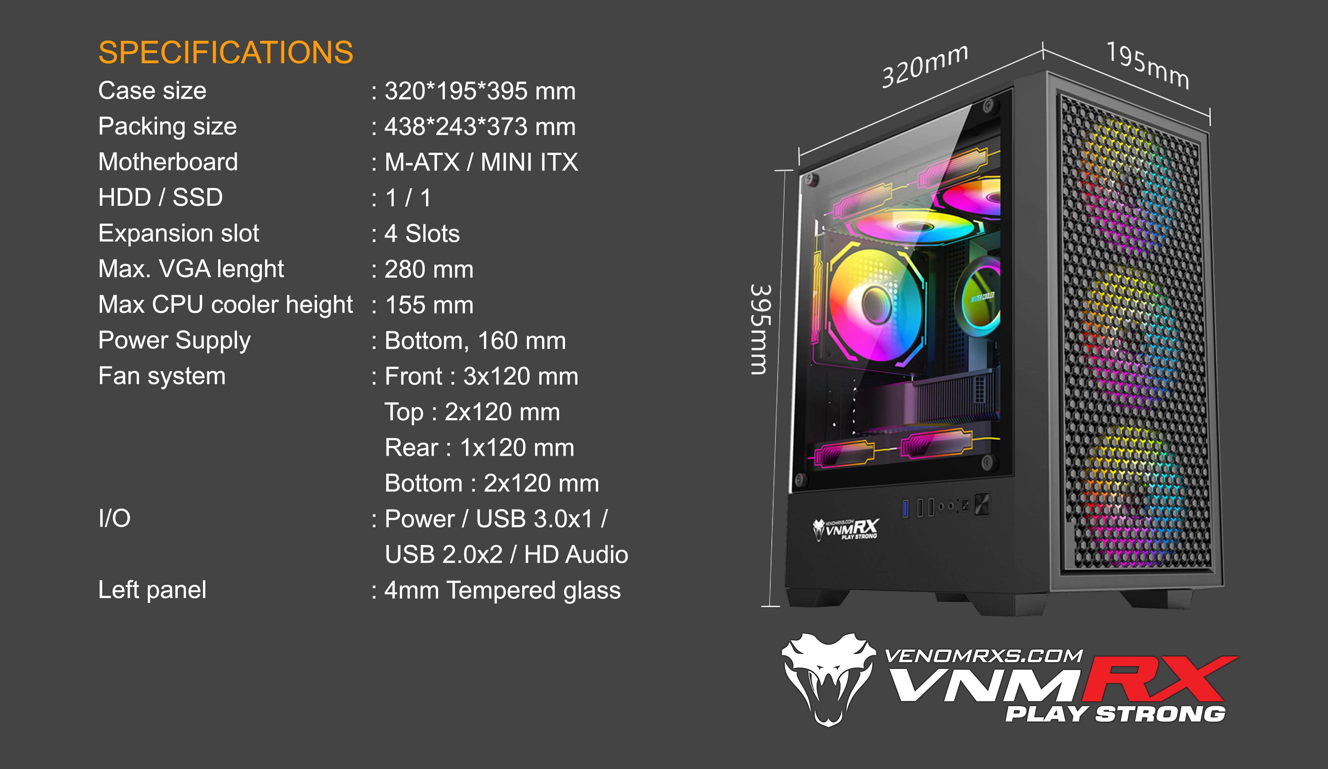 ULTIMA M-ATX CASE INCLUDE 3 FIXED RGB