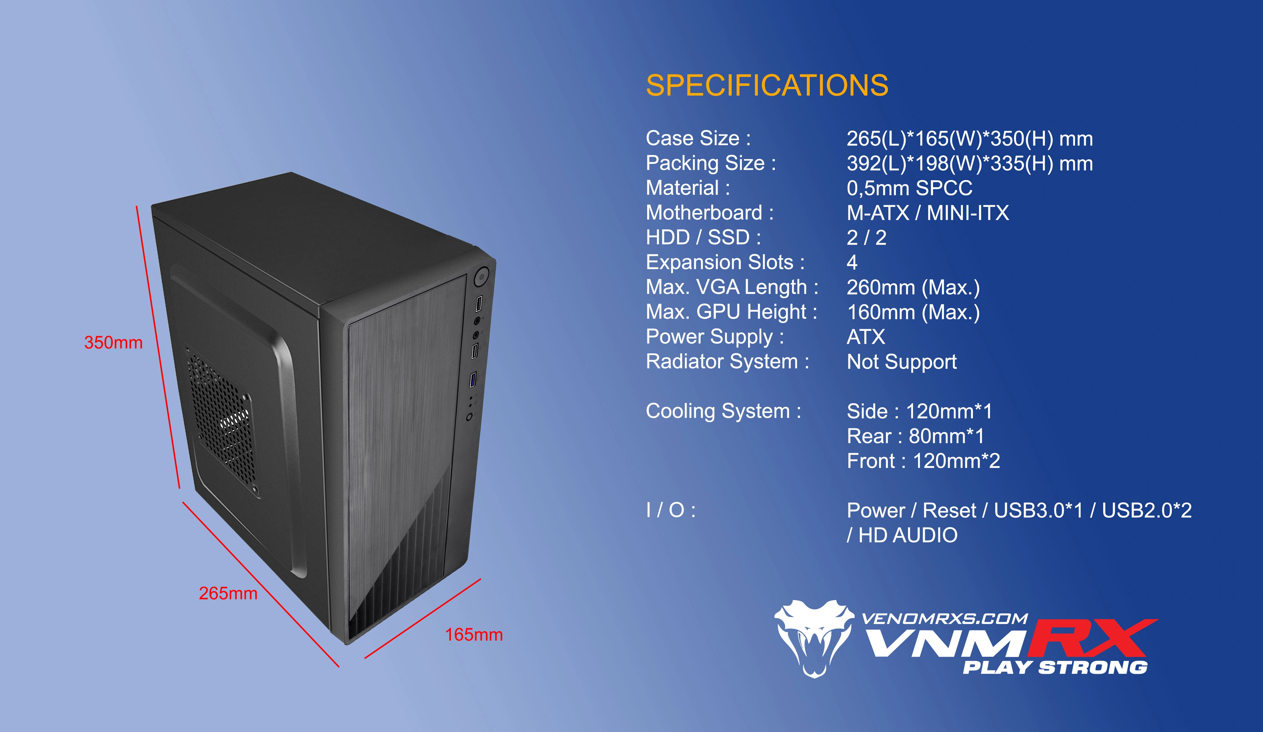 DURIEL M-ATX CASE INCLUDE PSU POWERCORE 500