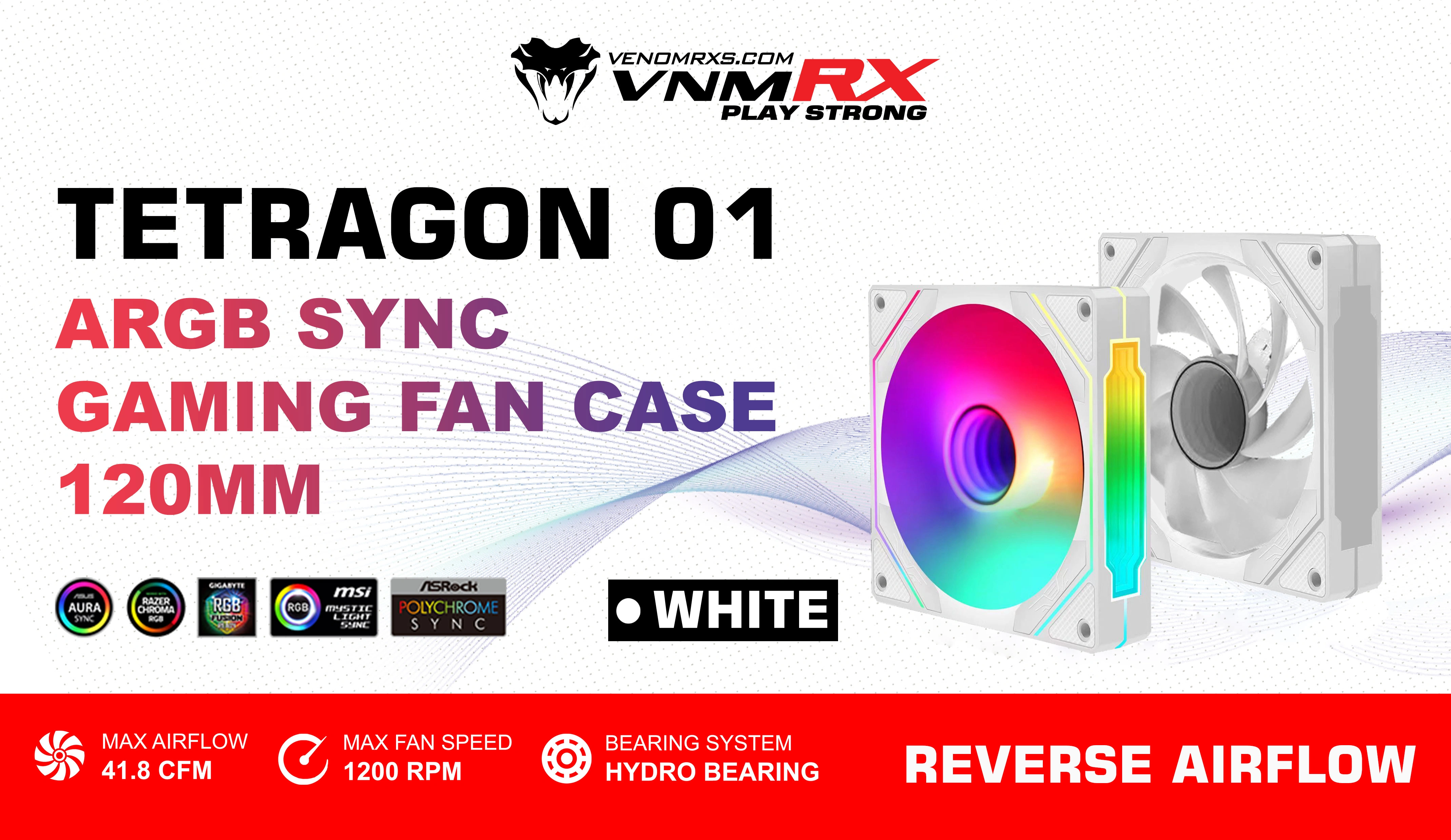 TETRAGON 01 ARGB REVERSE AIRFLOW FAN CASE WHITE