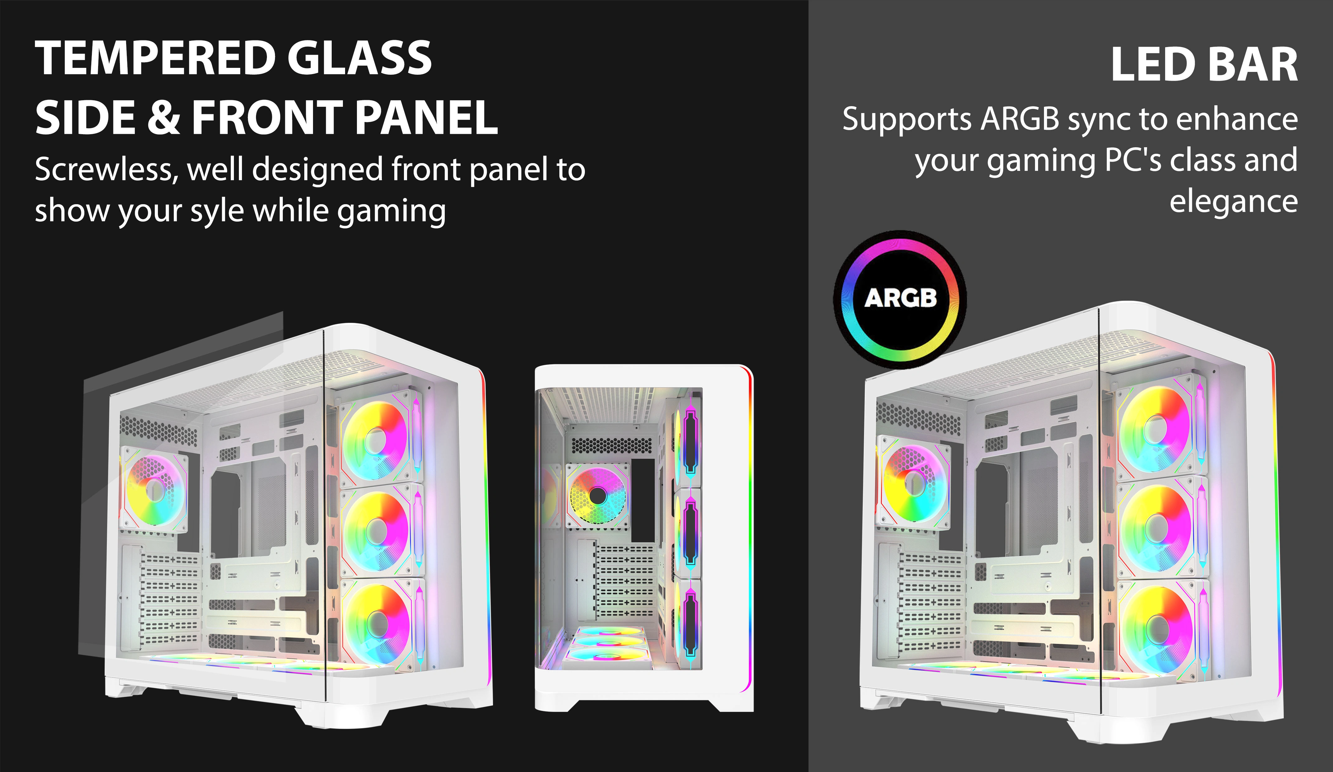 ASTRAL MAX WHITE ATX CASE ARGB LED BAR