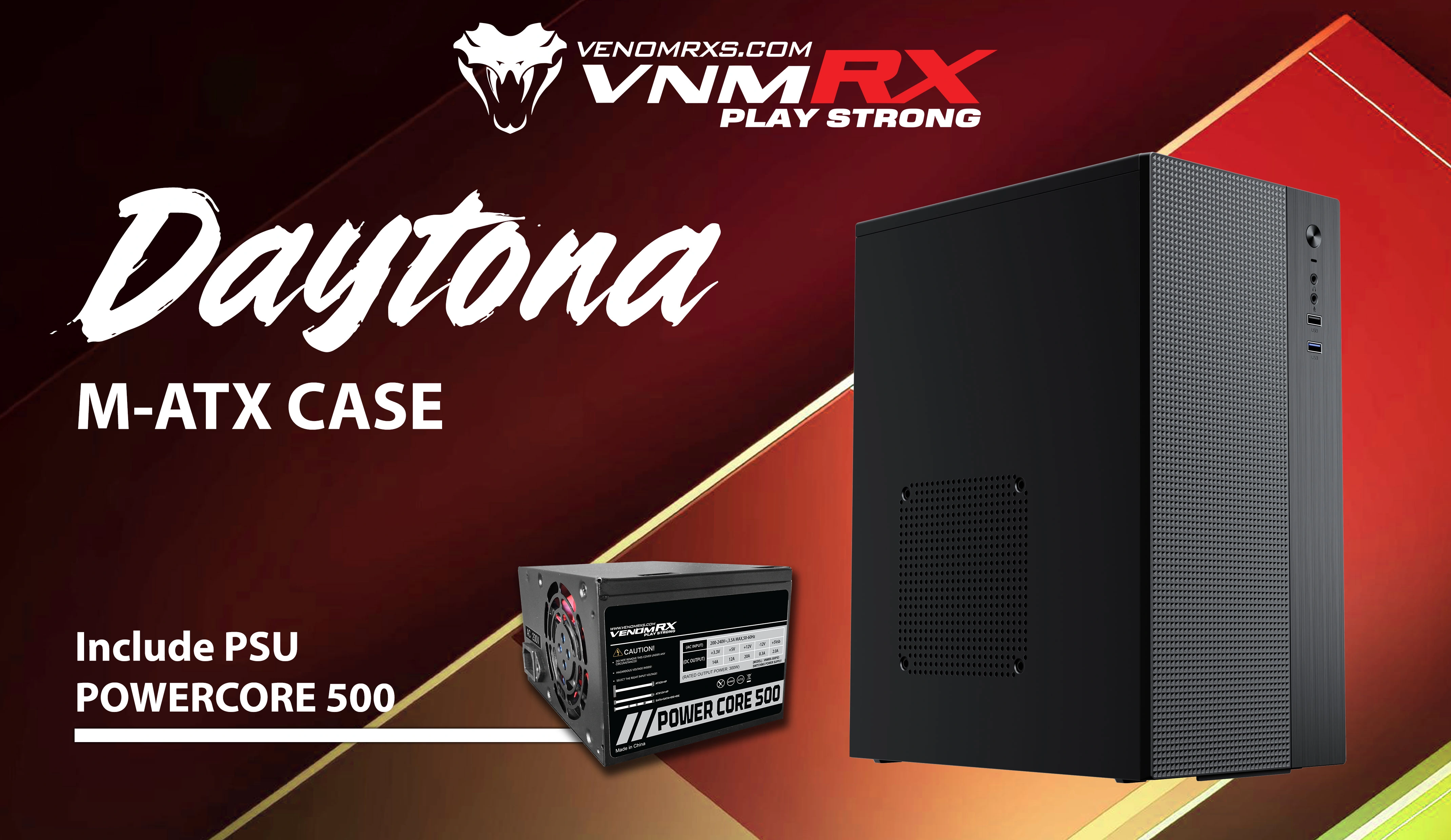 DAYTONA M-ATX CASE INCLUDE PSU POWERCORE 500