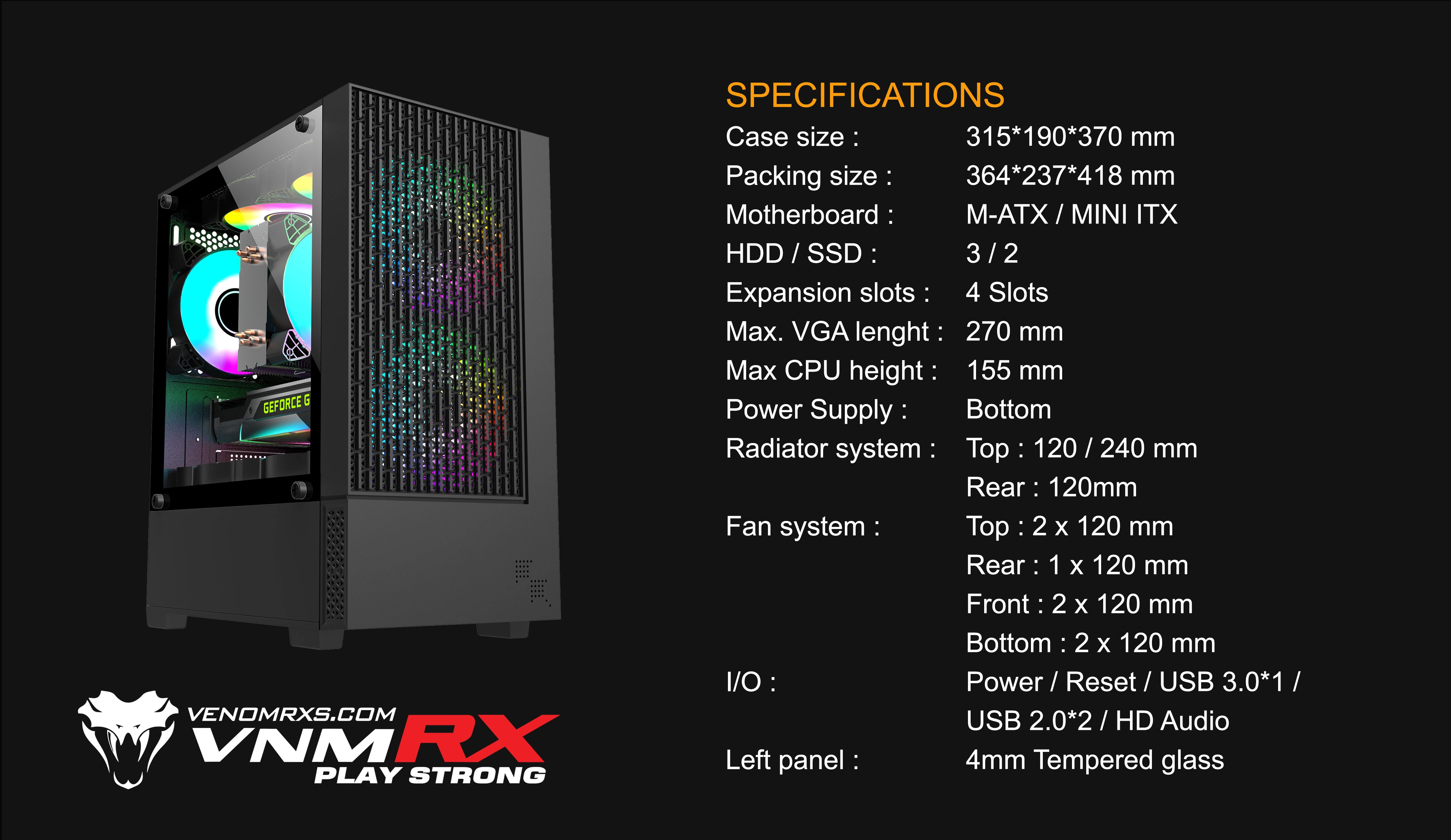 FROST M-ATX CASE INCLUDE 2 FAN ARGB