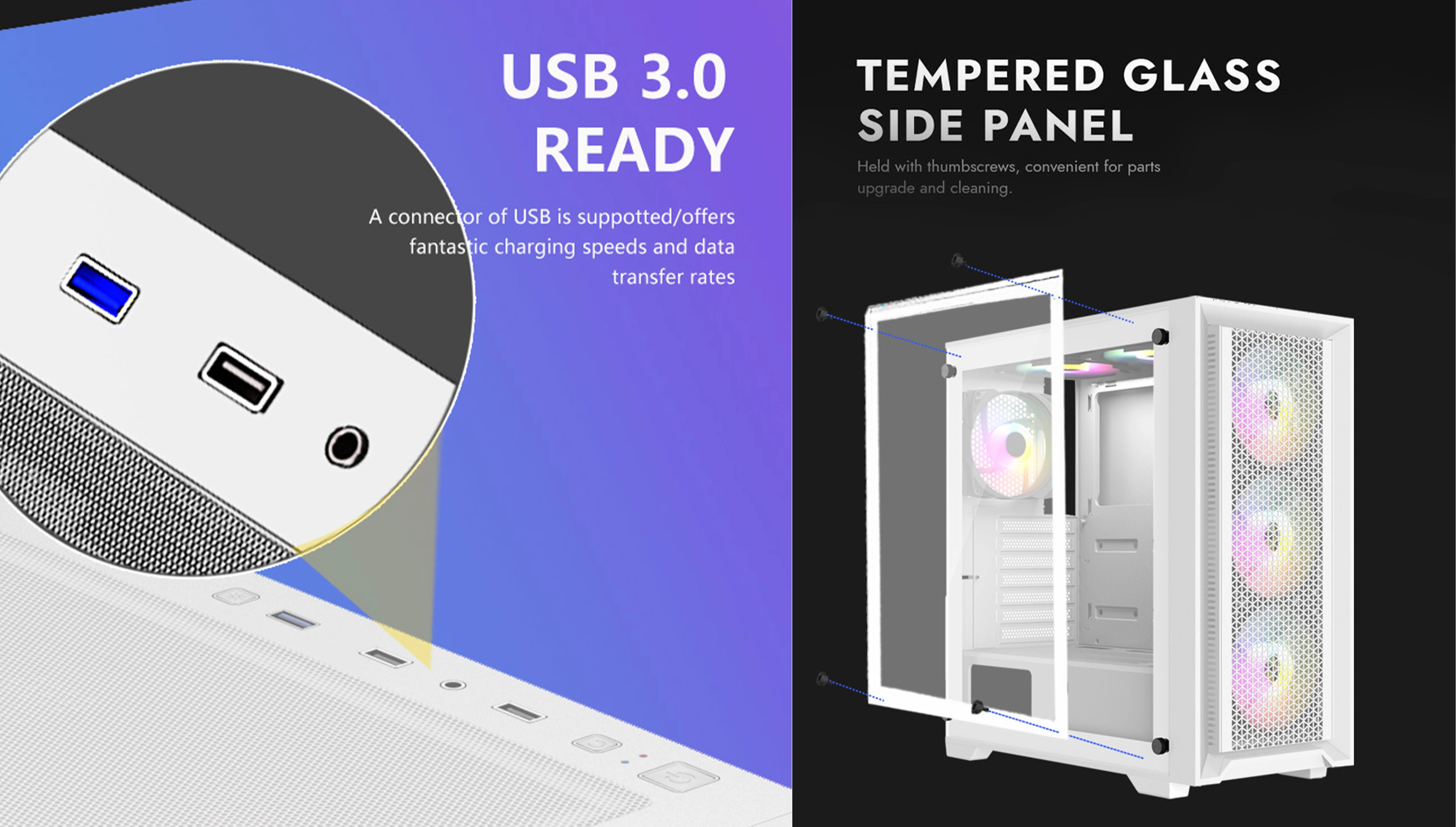 AEGON WHITE ATX CASE INCLUDE 4 FAN ARGB