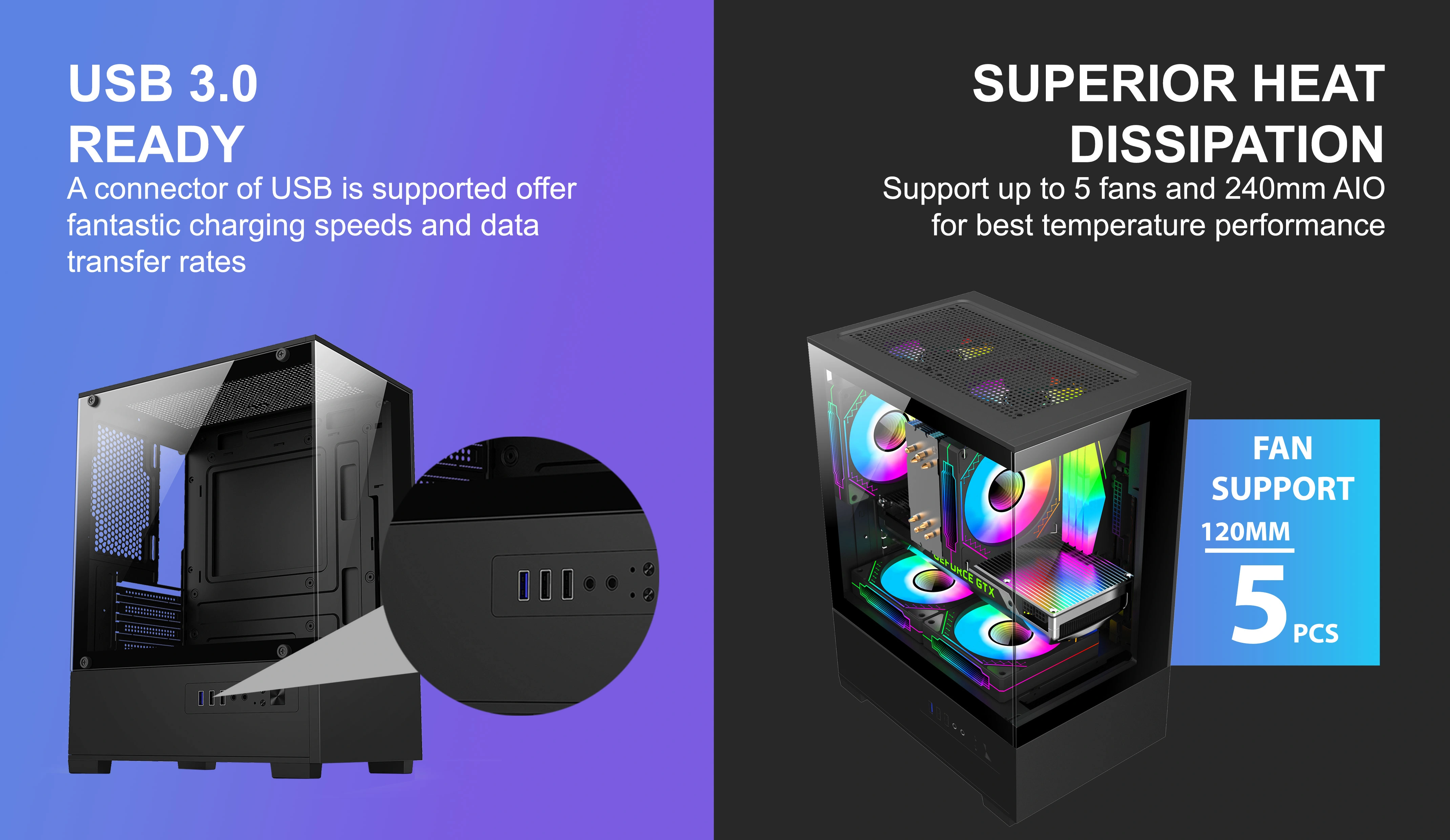 MARS BLACK M-ATX CASE INCLUDE 3 FAN FIXED RGB
