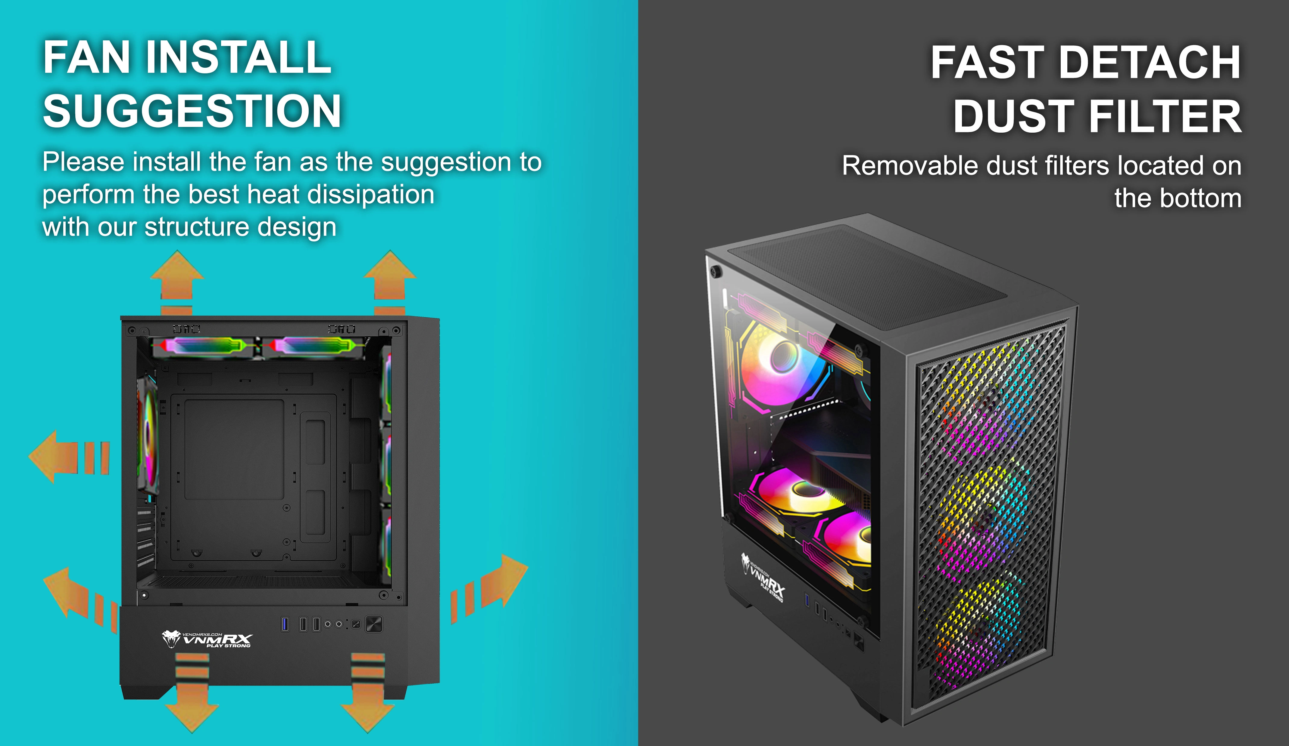 GIGAS M-ATX CASE INCLUDE 3 FIXED RGB