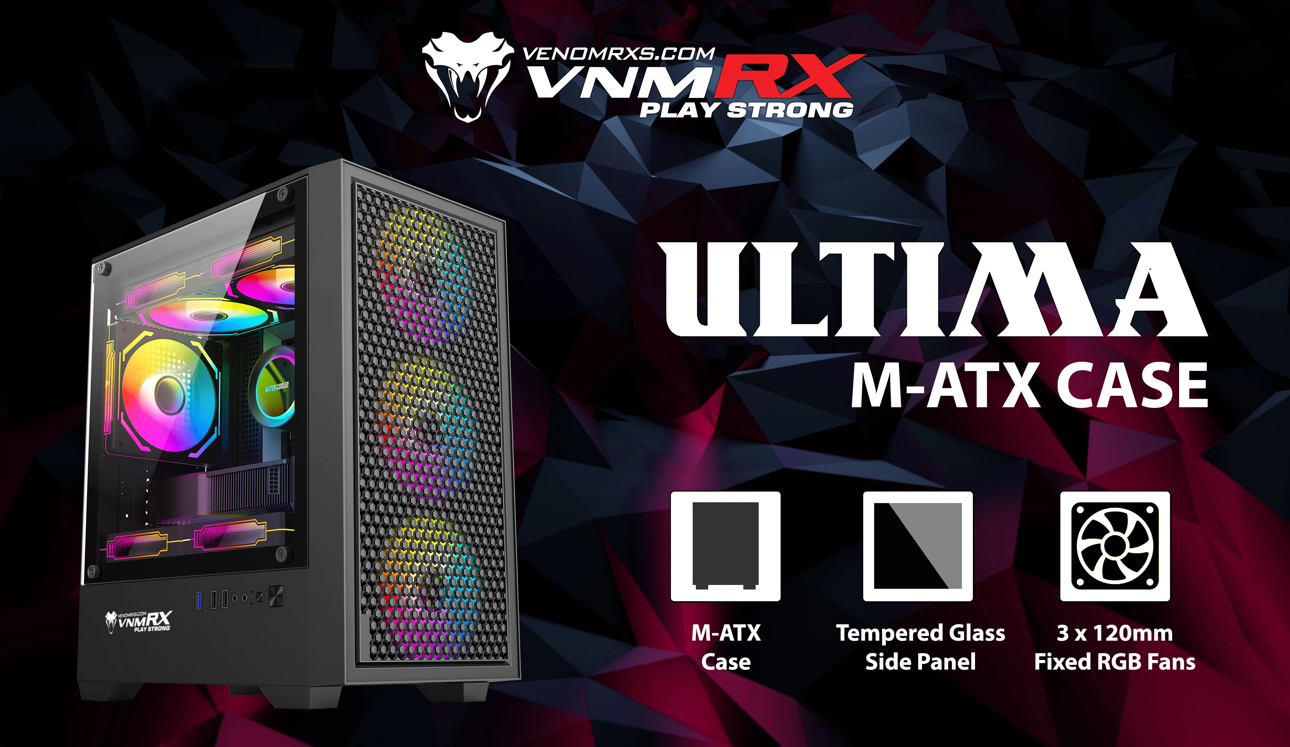 ULTIMA M-ATX CASE INCLUDE 3 FIXED RGB
