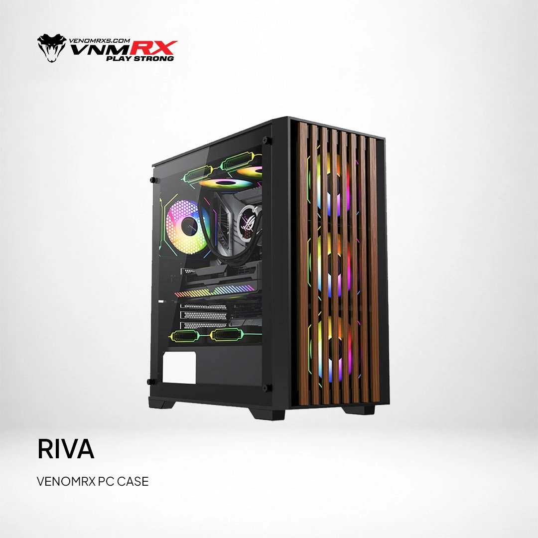 RIVA ATX CASE INCLUDE 4FAN AUTO ARGB WOOD DESIGN FRONT PANEL