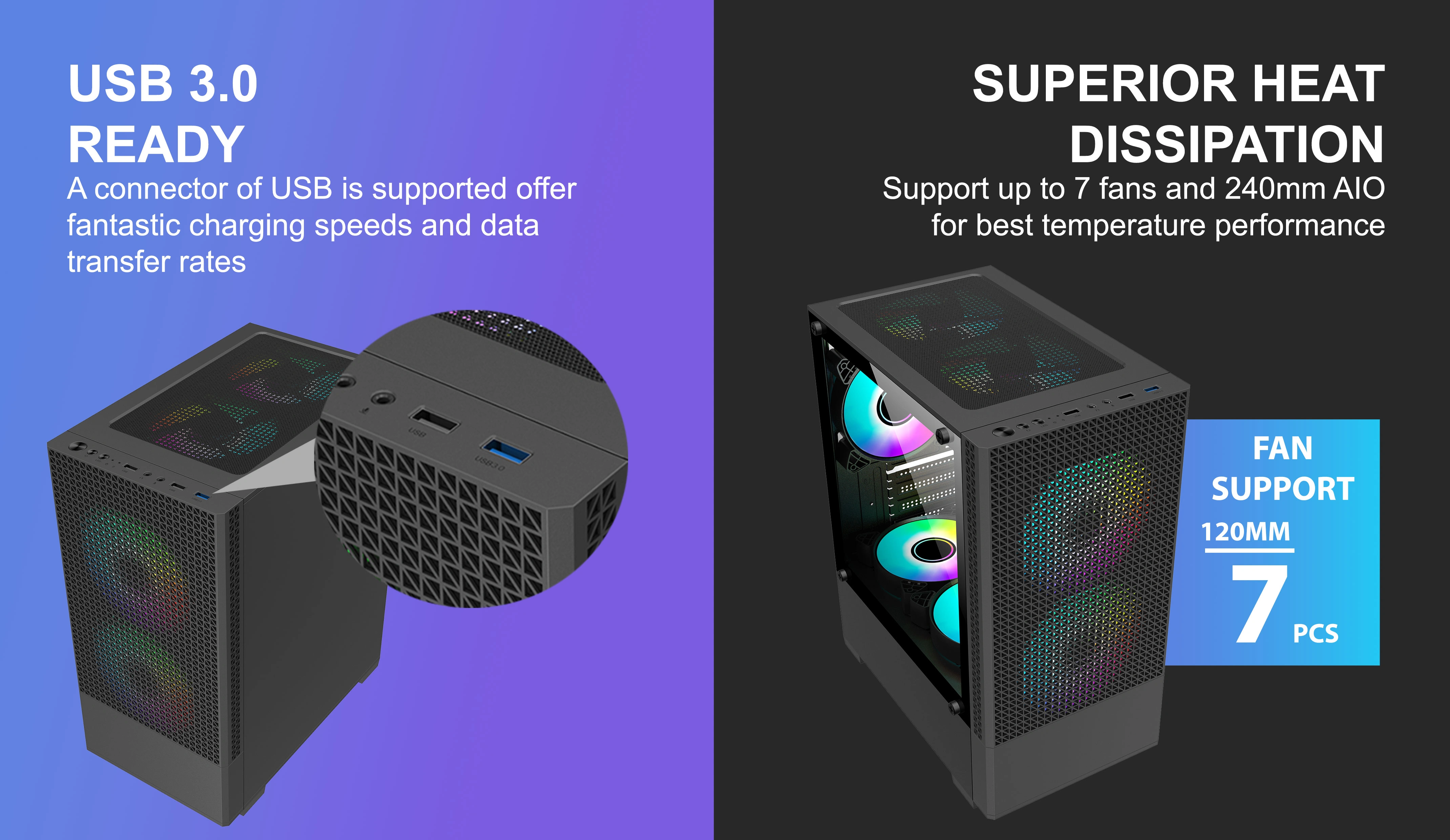HELIX M-ATX CASE INCLUDE 2 FAN ARGB