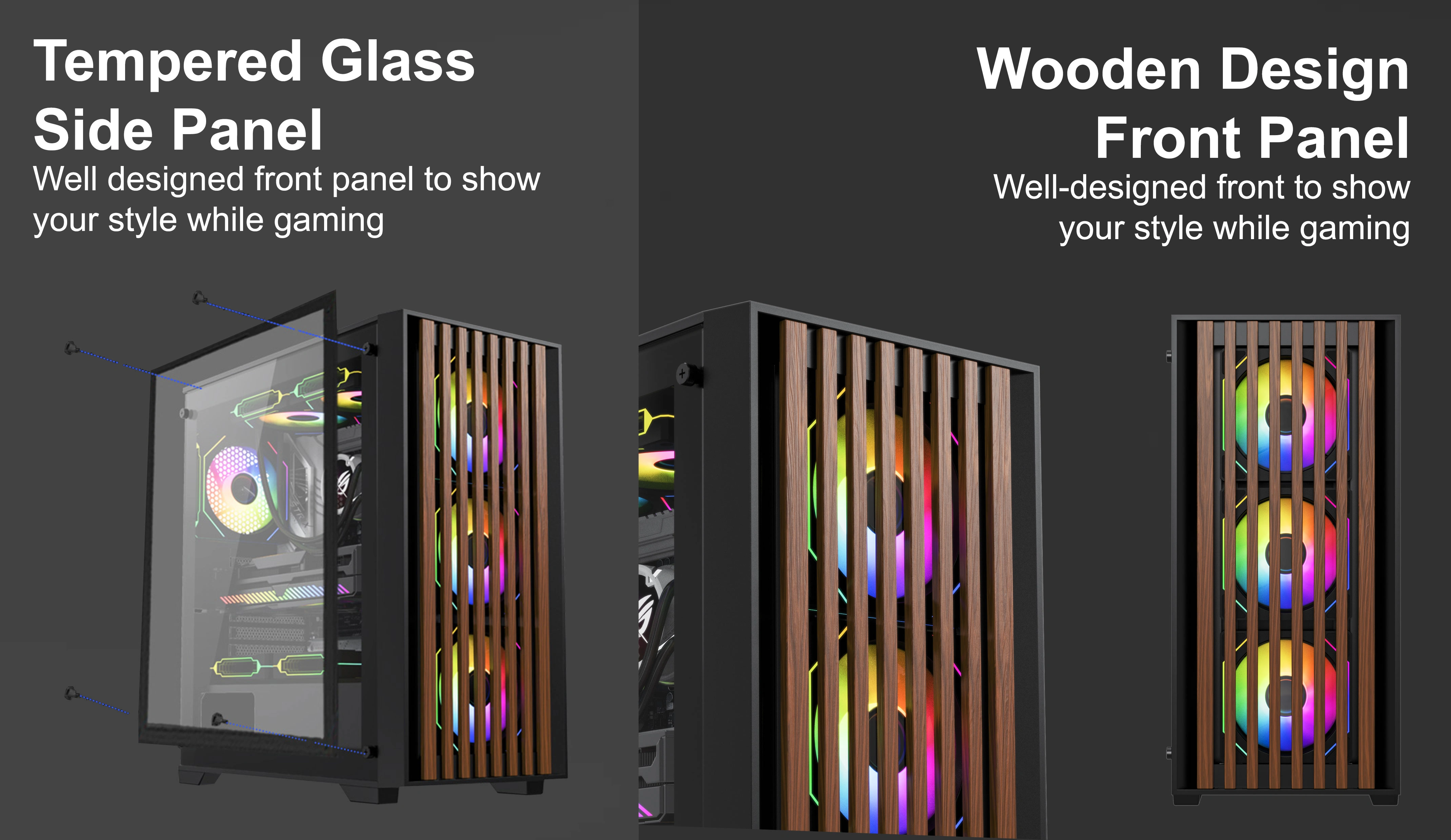 RIVA ATX CASE INCLUDE 4FAN AUTO ARGB WOOD DESIGN FRONT PANEL
