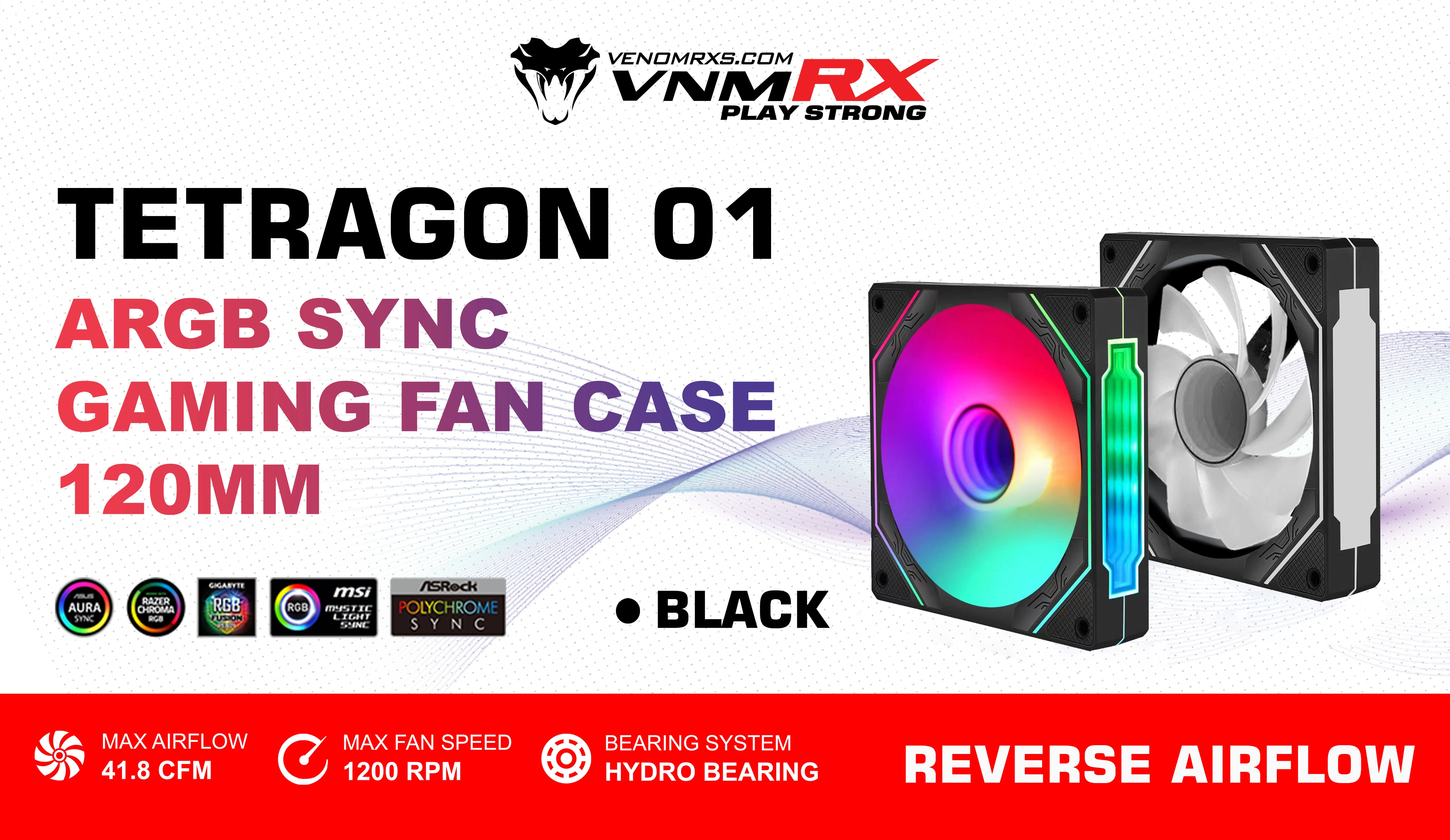 TETRAGON 01 ARGB REVERSE AIRFLOW FAN CASE BLACK