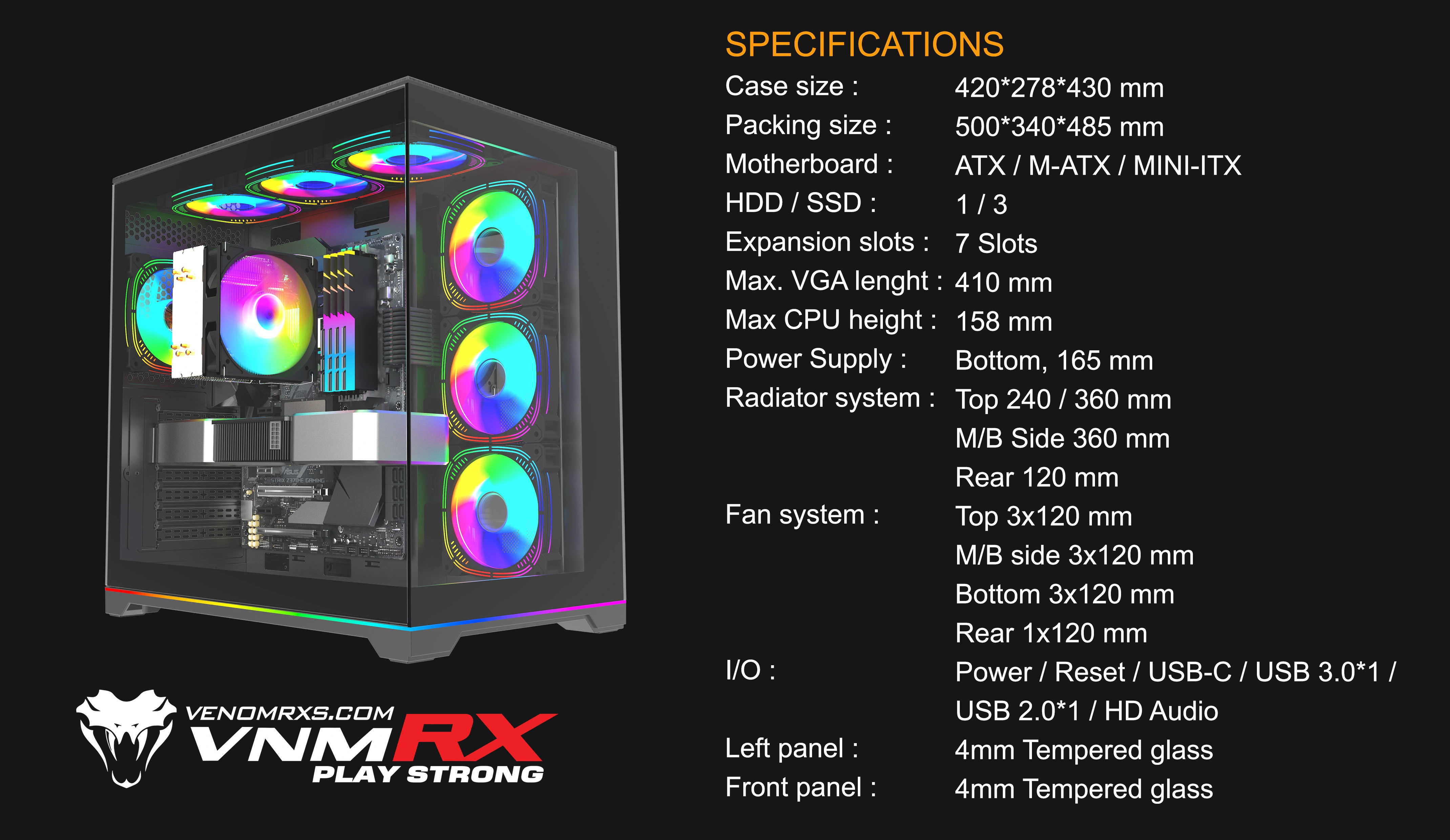 NOCTIS MAX BLACK ATX CASE TWIN ARGB LED BAR