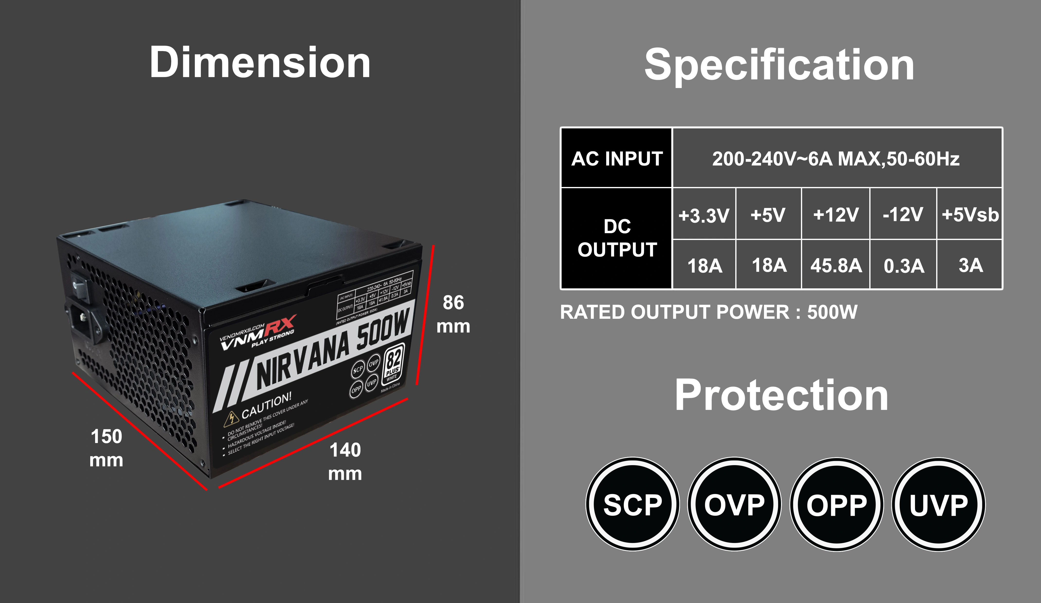 NIRVANA 500W 82+ WHITE