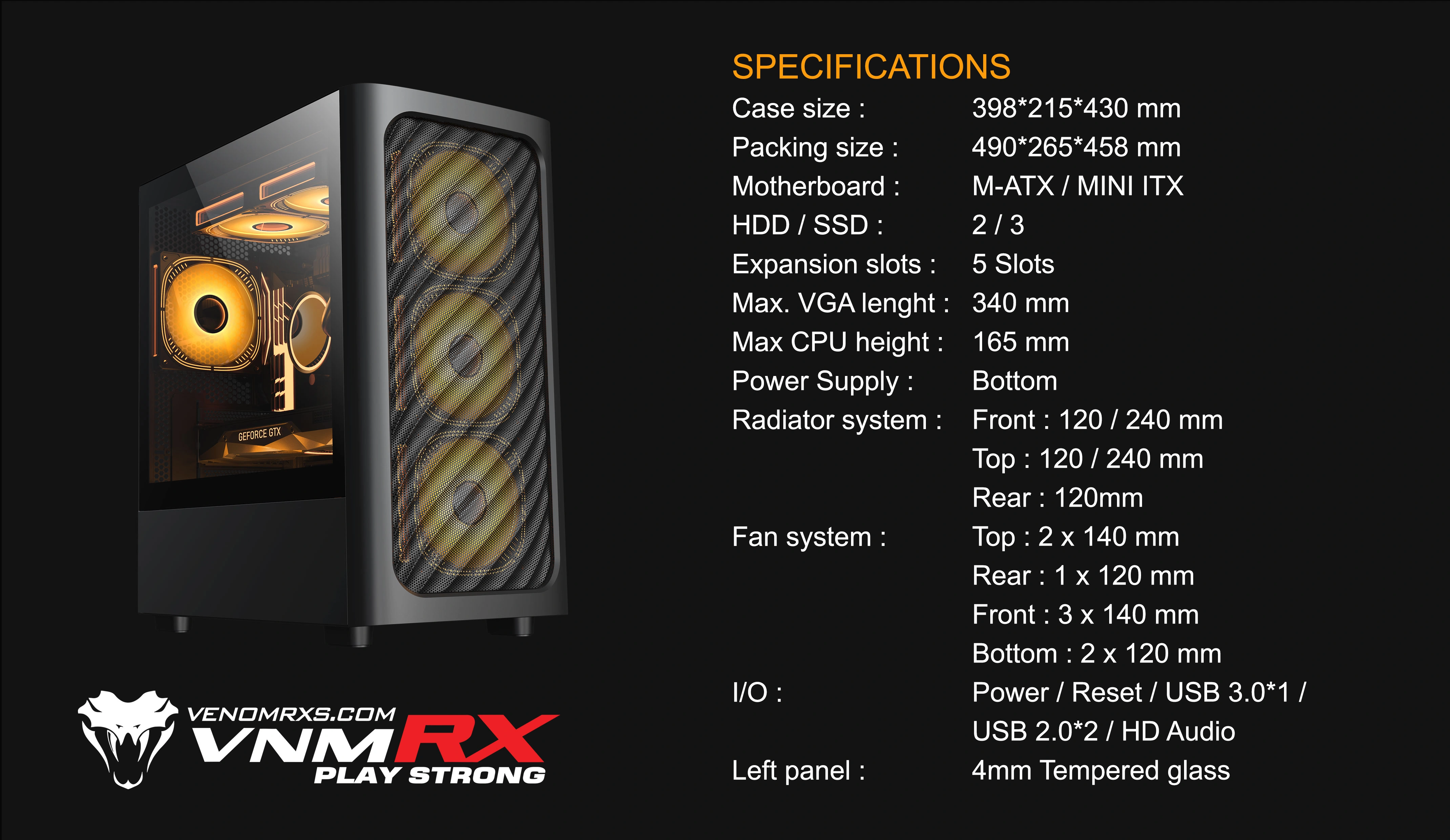 RIO M-ATX CASE INCLUDE 3 FAN ARGB