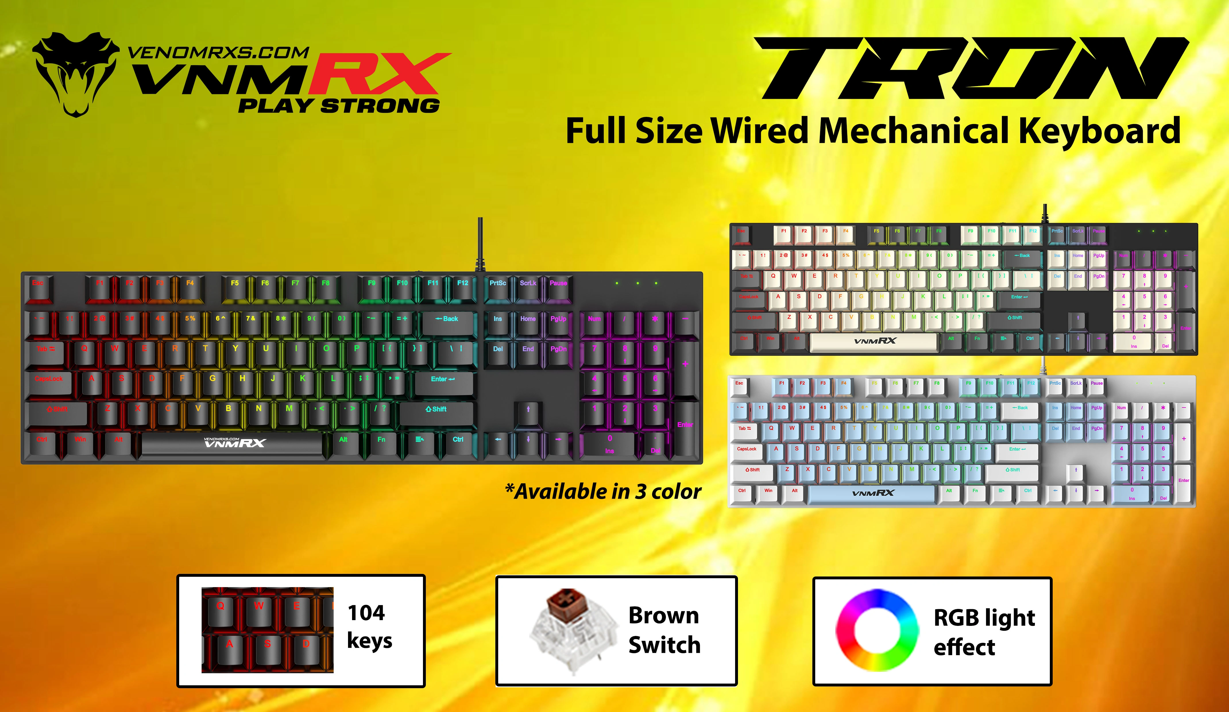TRON FULL SIZE WIRED MECHANICAL KEYBOARD BLACK