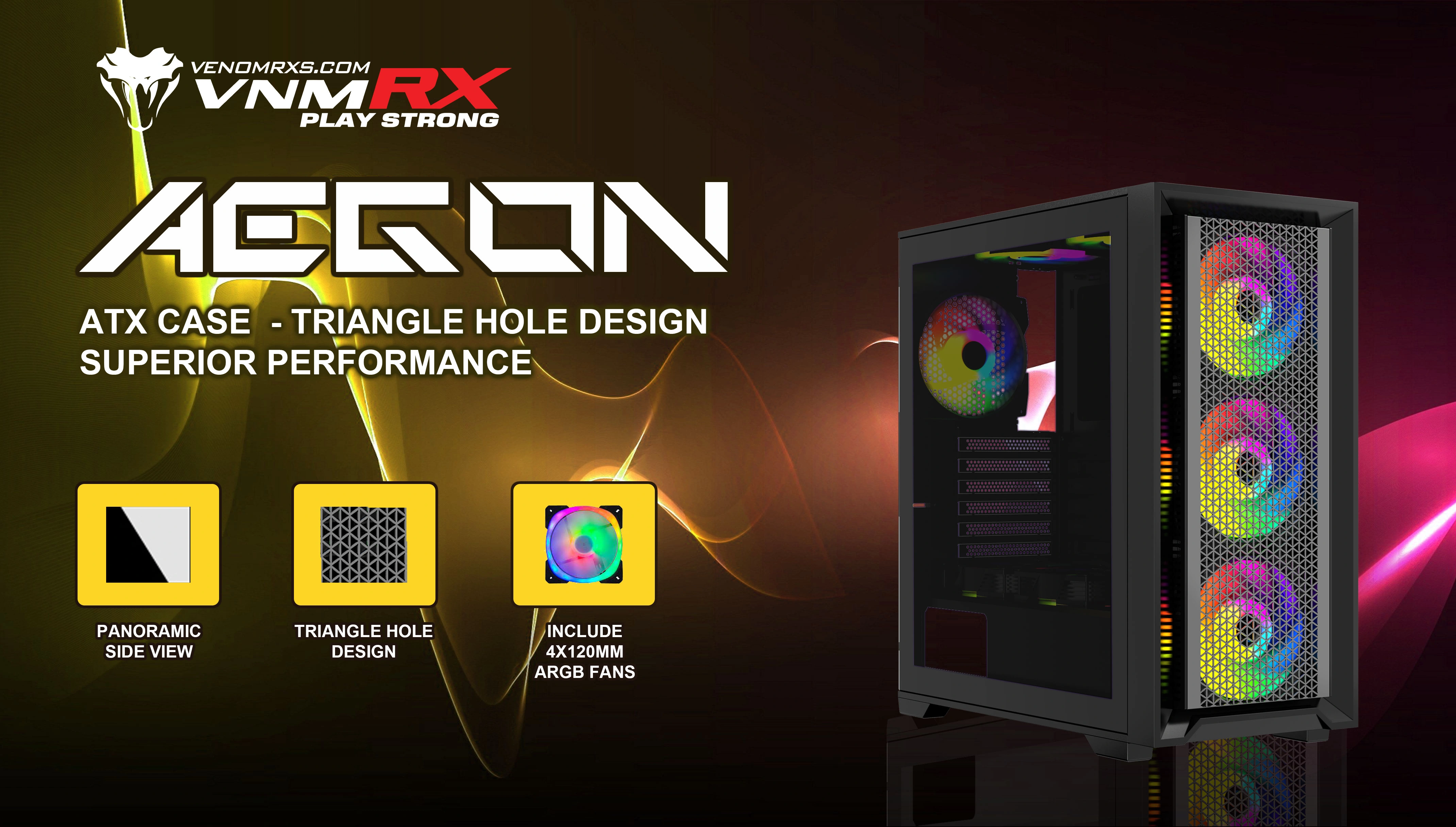 AEGON BLACK ATX CASE INCLUDE 4 FAN ARGB