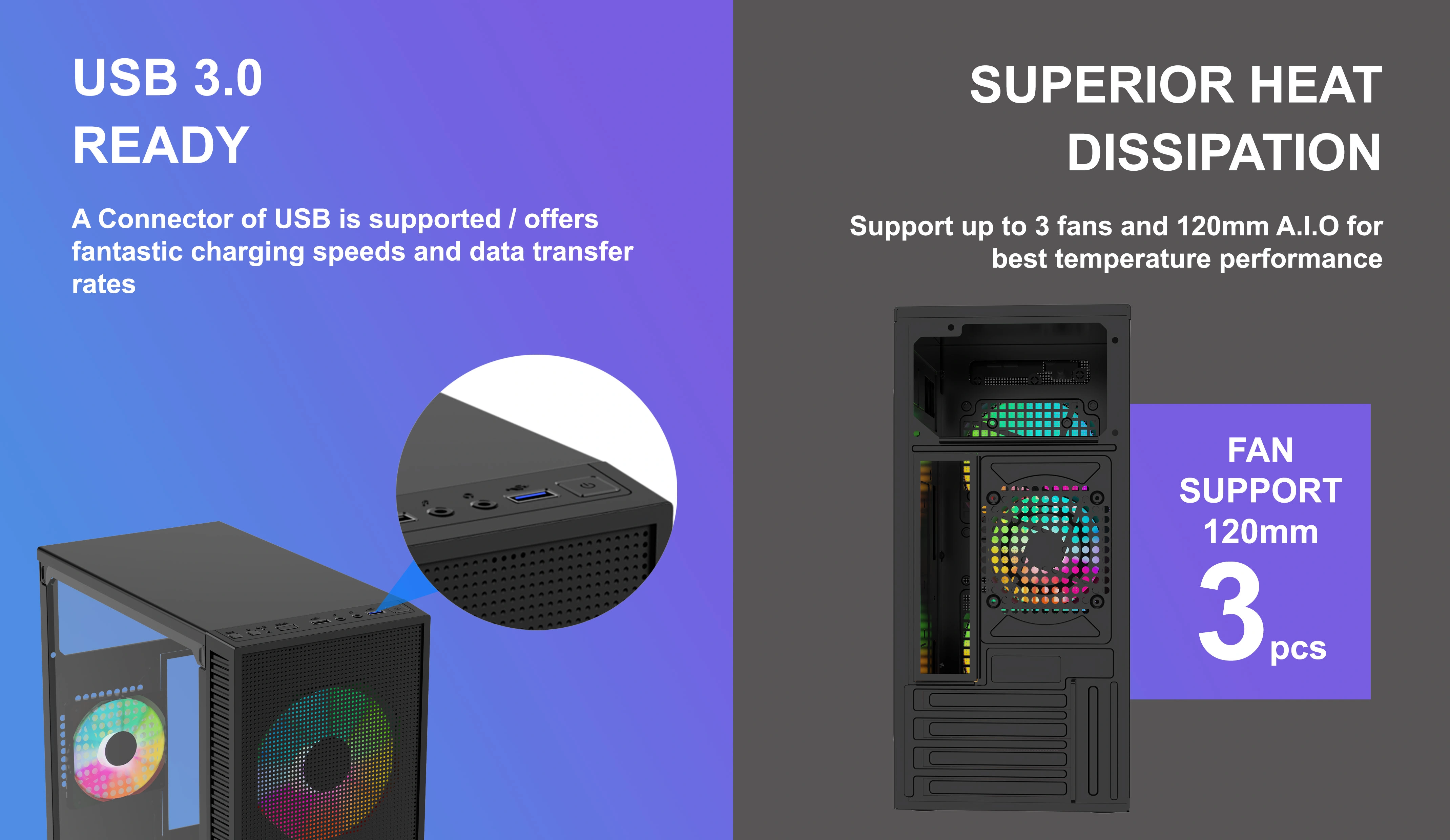 AVALON M-ATX CASE INCLUDE 2 FAN FIXED RGB