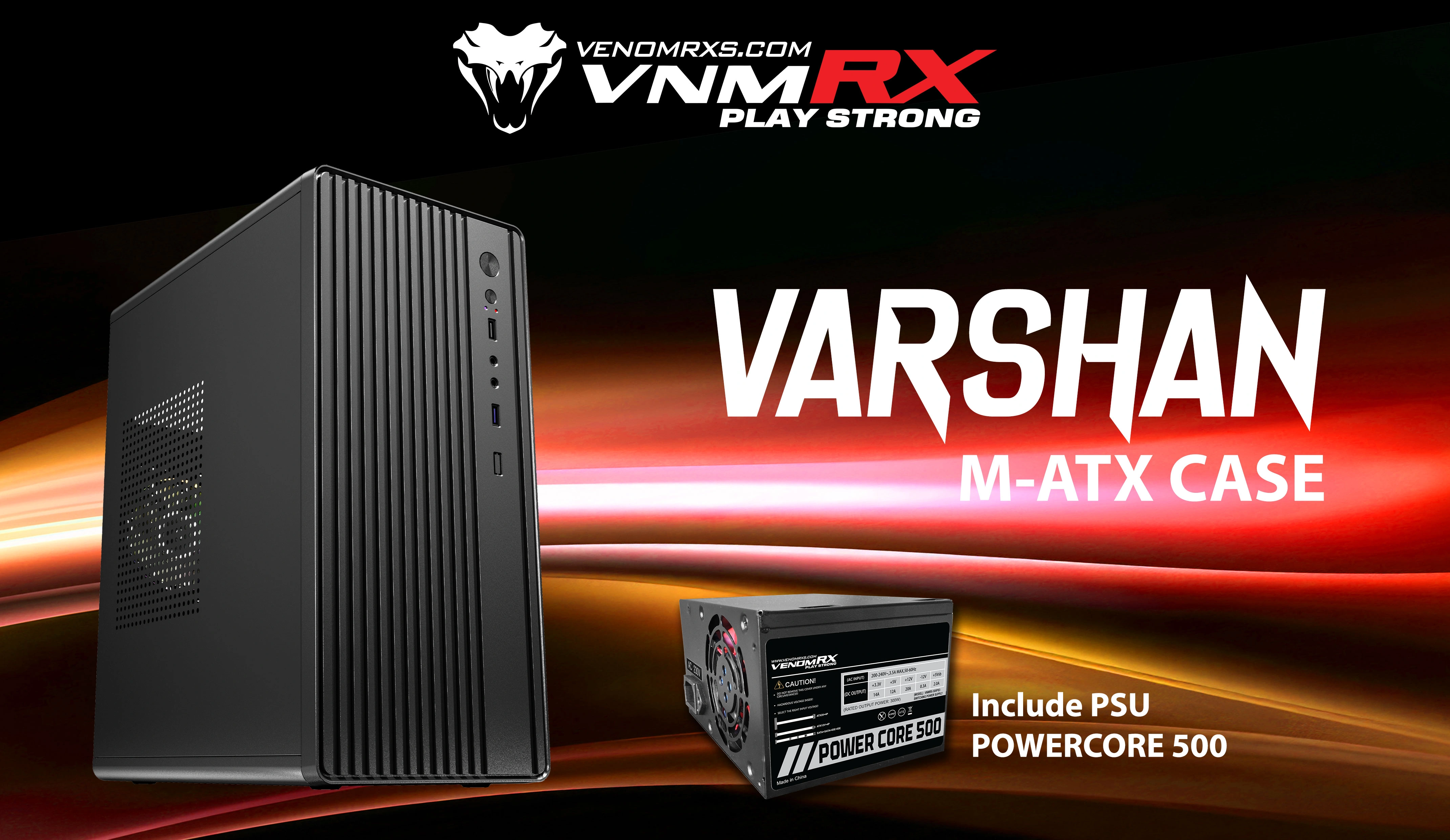 VARSHAN M-ATX CASE INCLUDE PSU POWERCORE 500