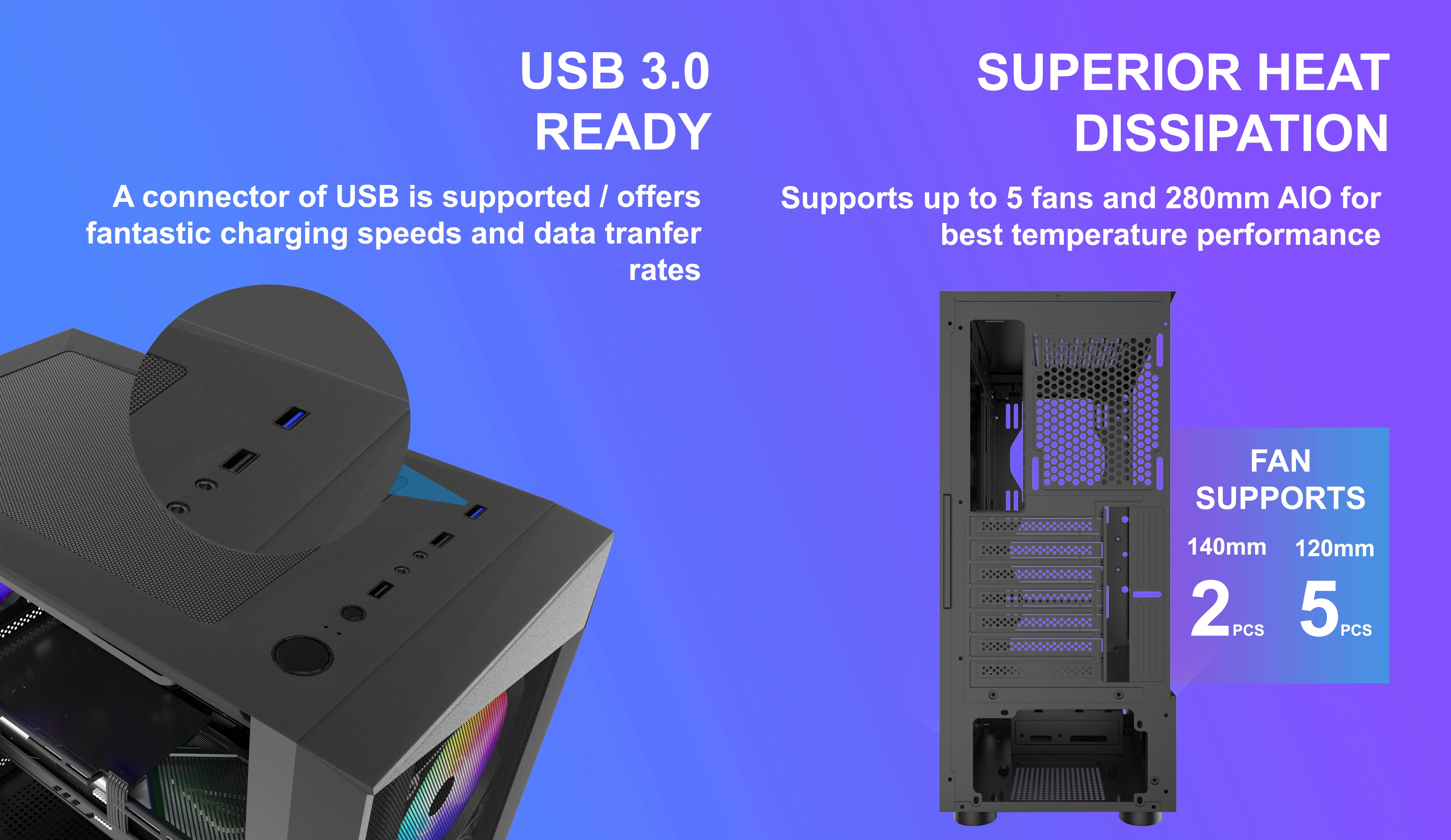 ROCKSTAR ATX CASE INCLUDE 3 FAN ARGB
