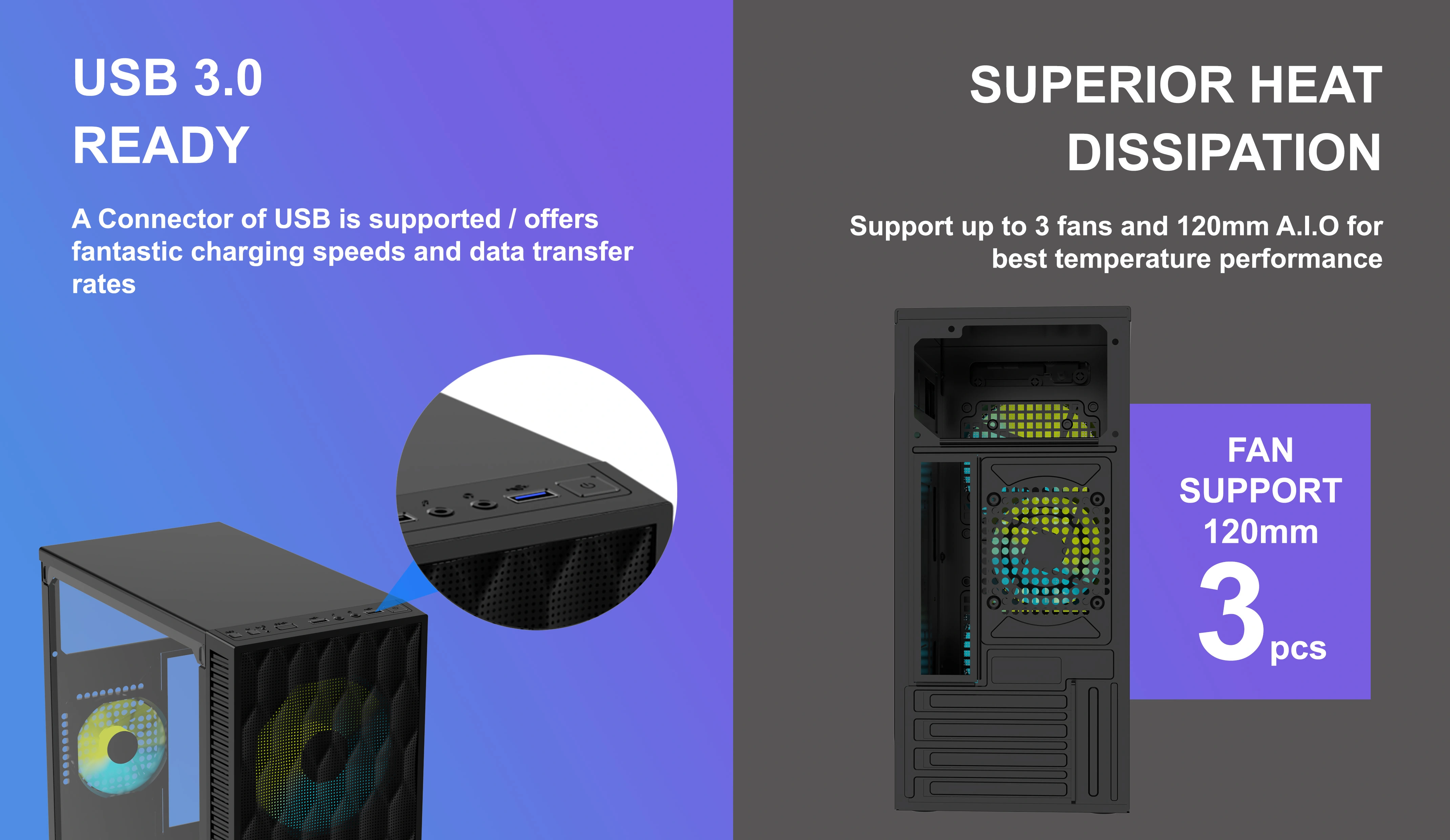 EVO M-ATX CASE INCLUDE 2 FAN FIXED RGB